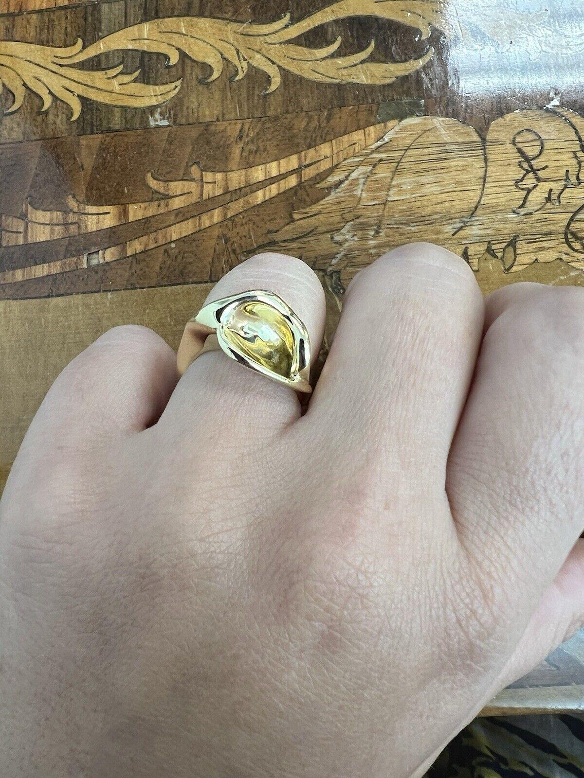 TIFFANY & CO. ELSA PERETTI 18k Yellow Gold Calla Lily Flower Ring Vintage 1980s 4