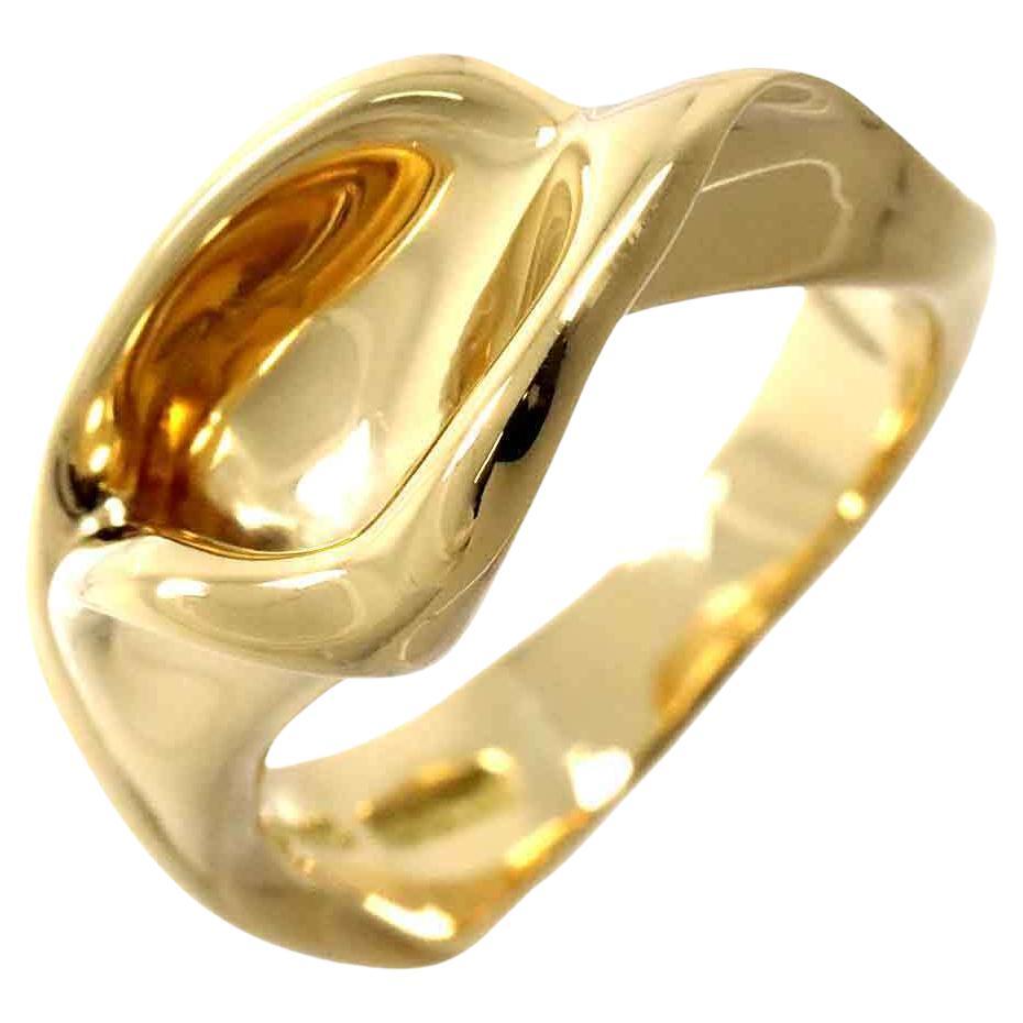 TIFFANY 
CO. ELSA PERETTI 18k Yellow Gold Calla Lily Flower Ring Vintage 1980s
