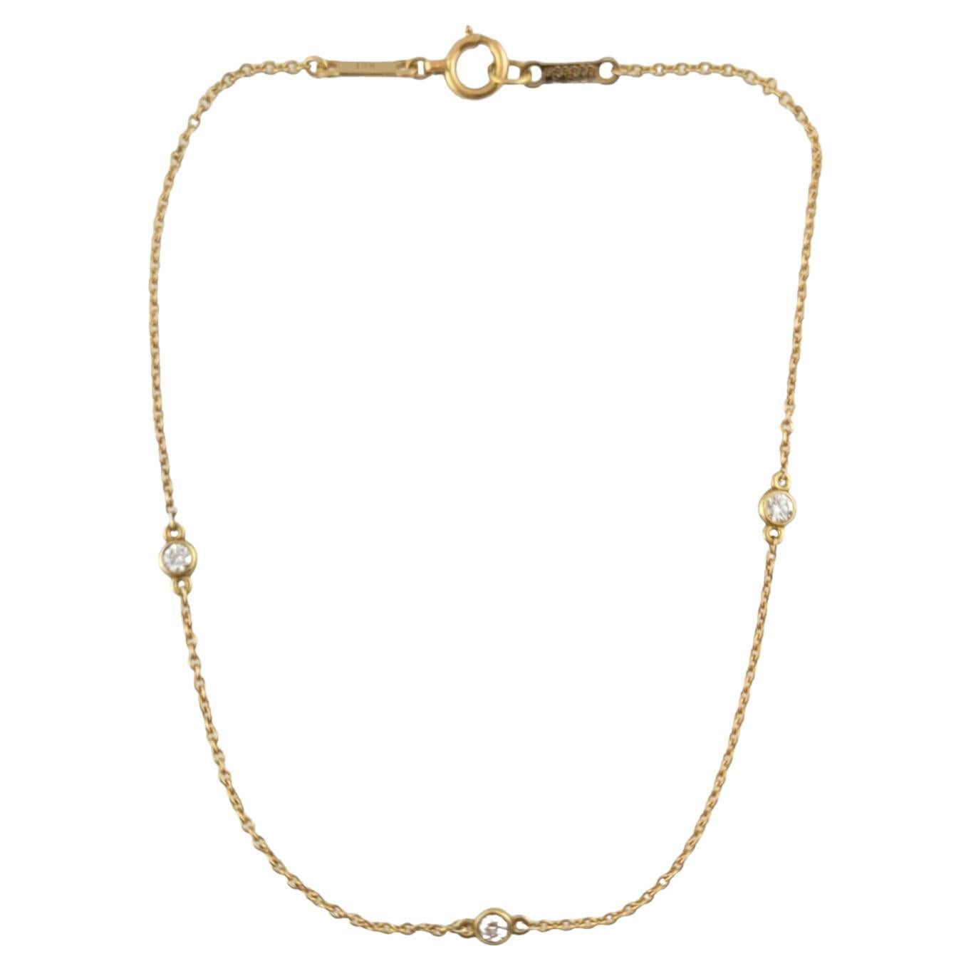 Tiffany & Co Elsa Peretti 18K Yellow Gold Chain Diamond by the Yard Bracelet For Sale