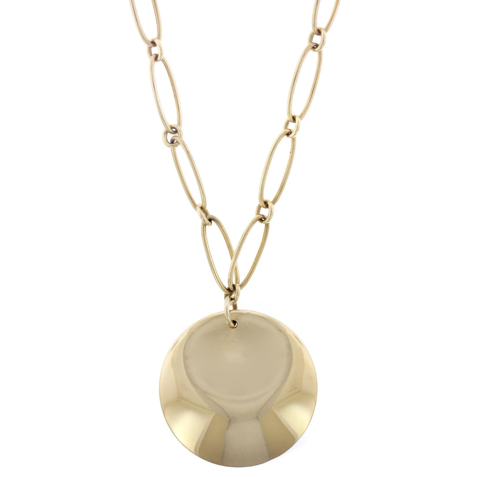 Tiffany & Co. Elsa Peretti 18 Karat Yellow Gold Circle Pendant Necklace For Sale