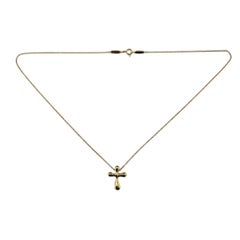 Tiffany & Co. Elsa Peretti 18K Yellow Gold Cross Pendant Necklace #24543
