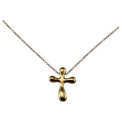 Tiffany & Co. Elsa Peretti 18K Yellow Gold Cross Pendant Necklace #24543