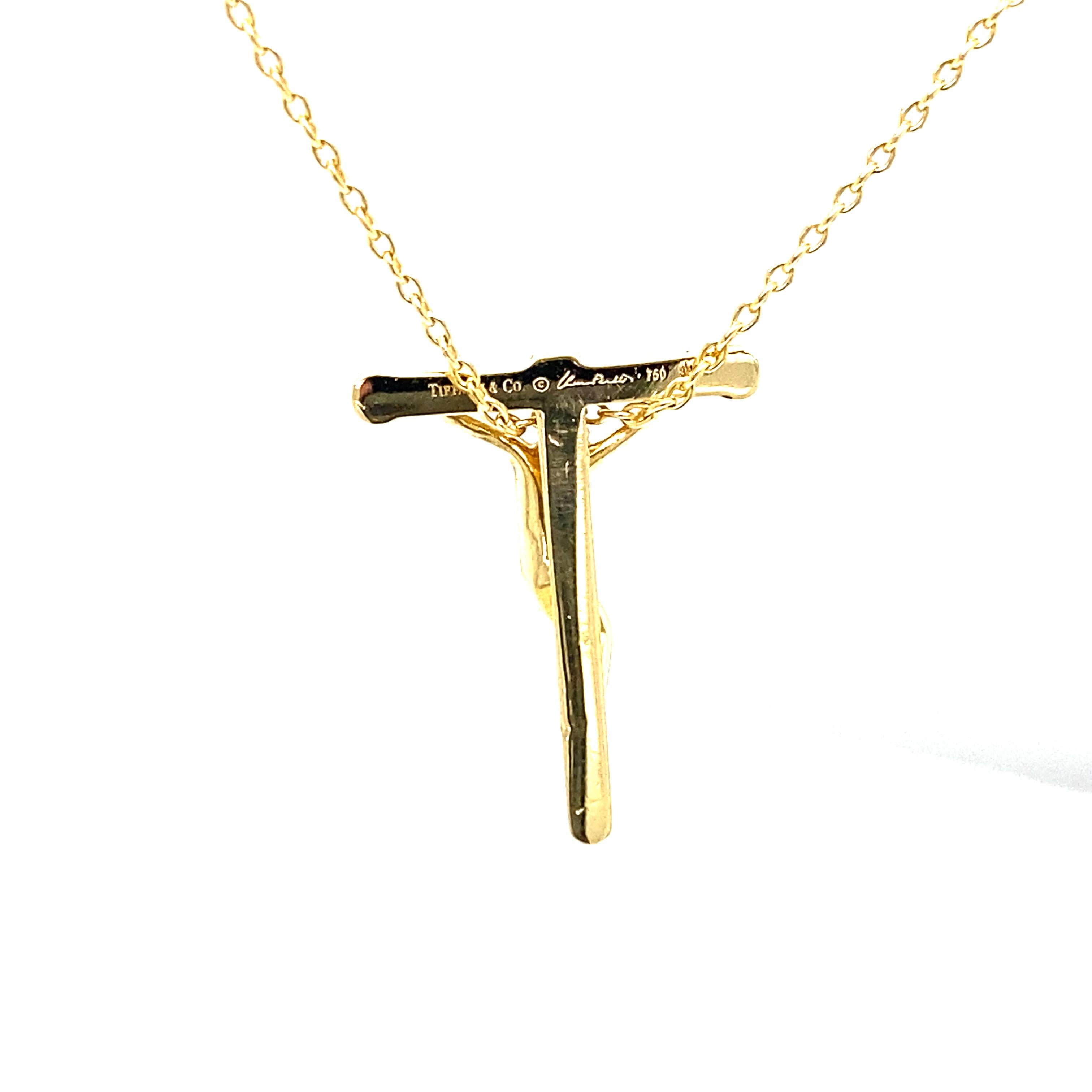 Tiffany & Co. Elsa Peretti 18k Yellow Gold Crucifix and Chain 1