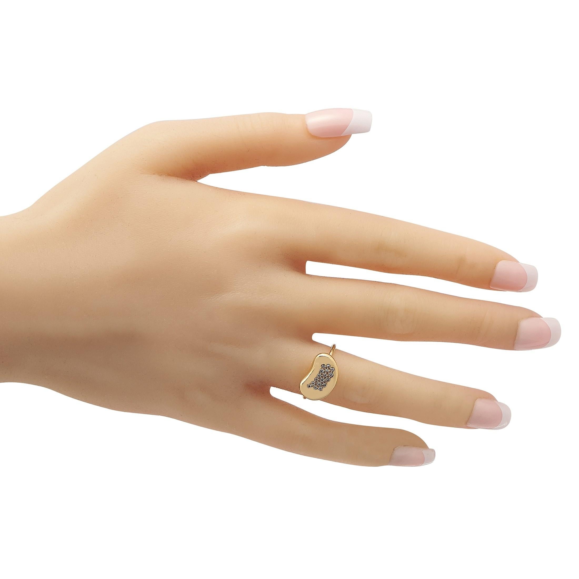 Tiffany & Co. Elsa Peretti: 18 Karat Gelbgold Diamant-Bohnenring (Rundschliff)