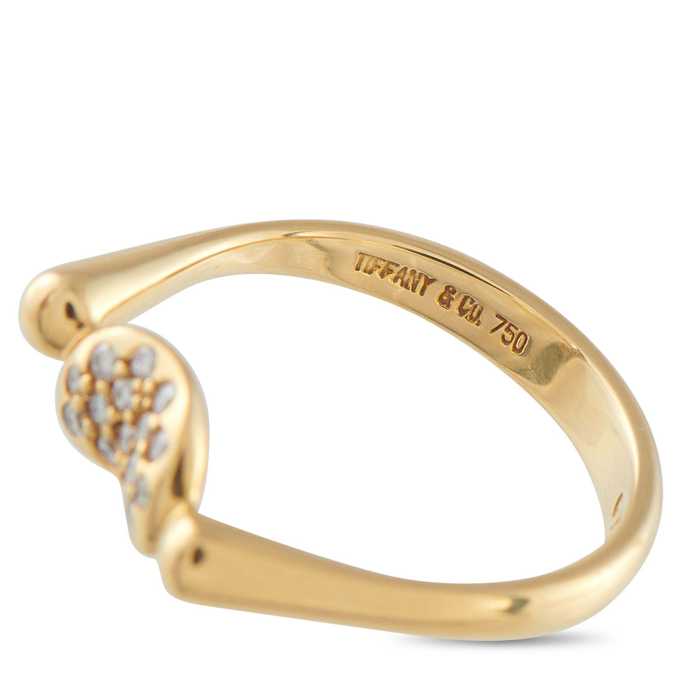 Tiffany & Co. Elsa Peretti Bague haricot en or jaune 18K avec diamant TI06-070925 Excellent état - En vente à Southampton, PA