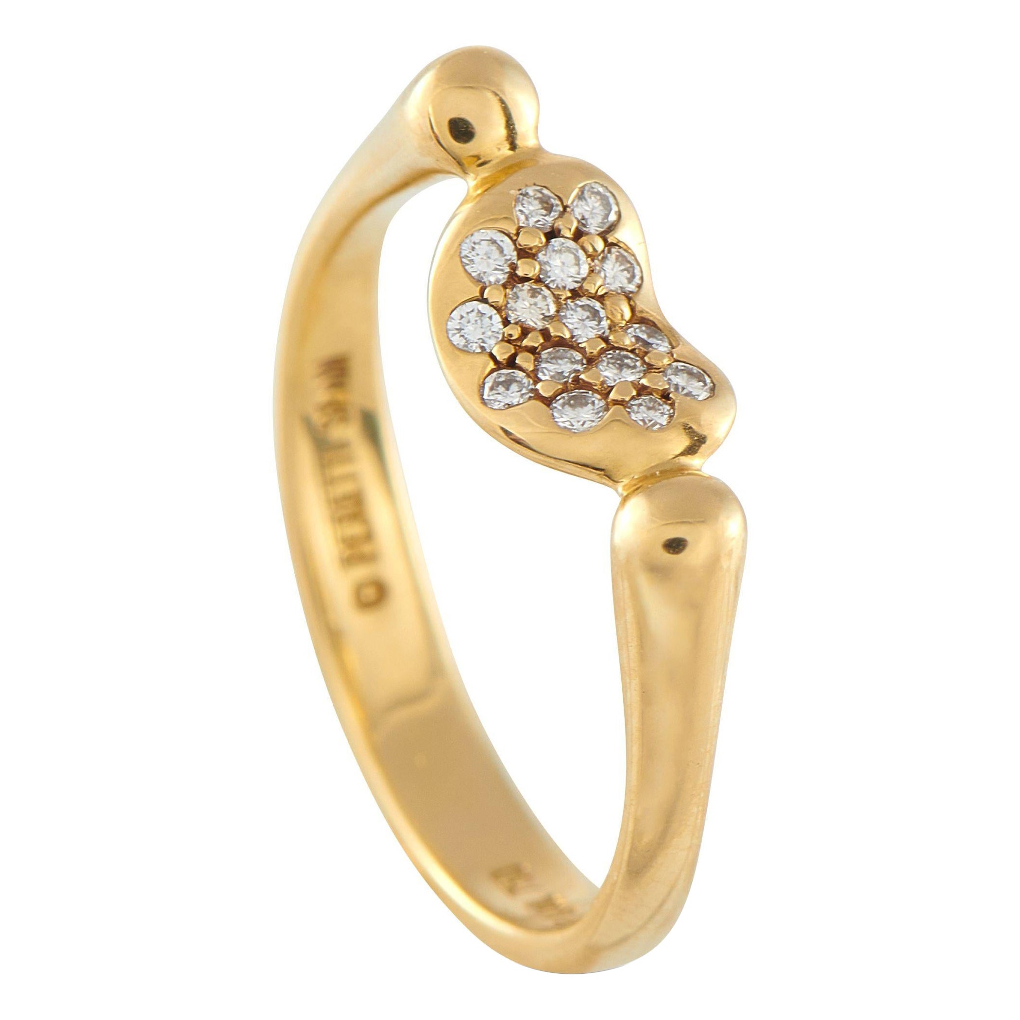 Tiffany & Co. Elsa Peretti 18K Yellow Gold Diamond Bean Ring TI06-070925