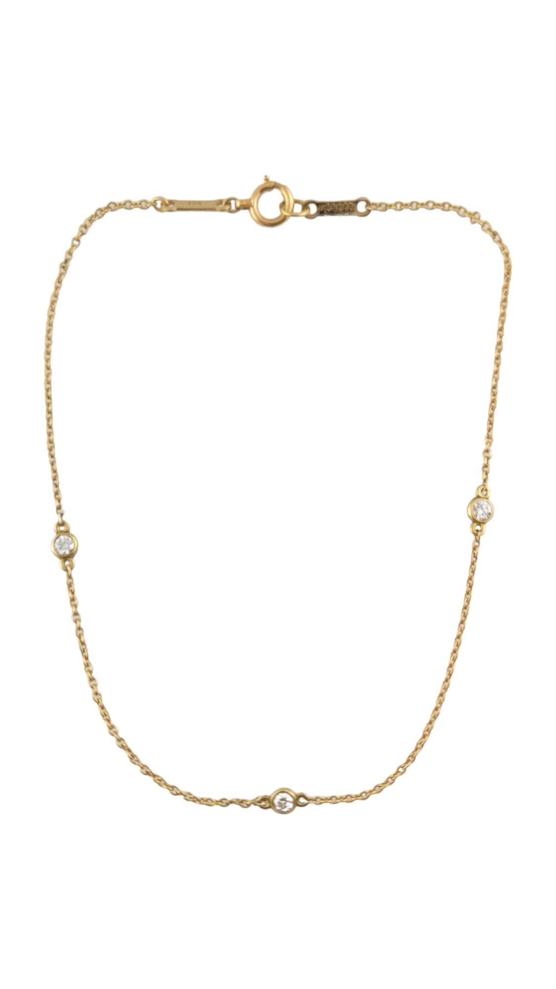 Tiffany & Co. Elsa Peretti 18K Yellow Gold Chain Diamond by Yard Bracelet

Gorgeous Tiffany & Co. 18K gold chain bracelet featuring 3 sparkling, round cut diamonds!

Approximate total diamond weight: 0.10 cts

Diamond clarity: VS1

Diamond color: