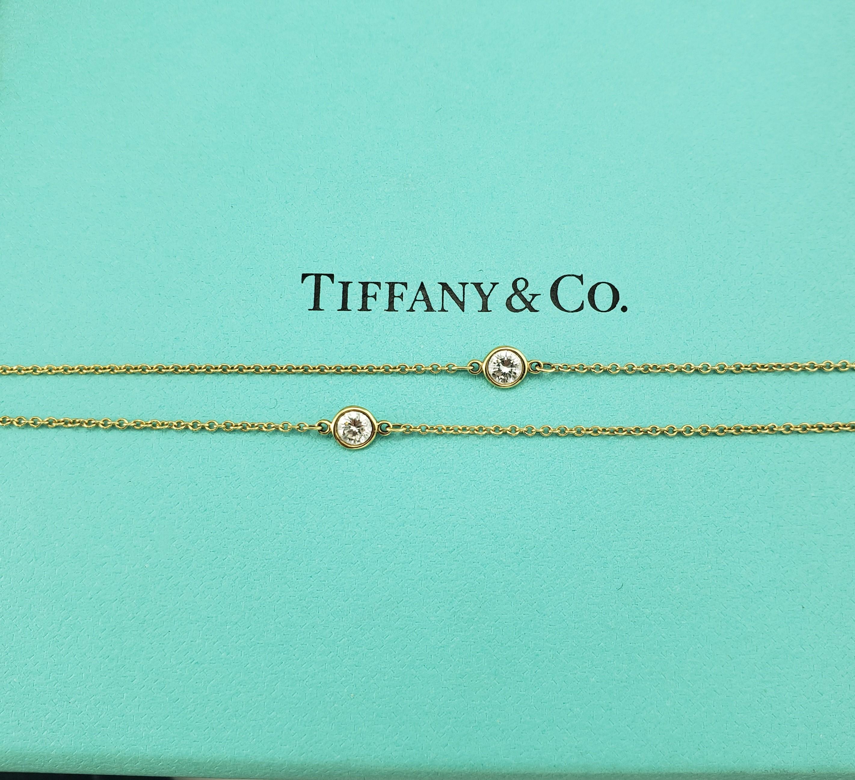 Tiffany & Co. Elsa Peretti 18K Yellow Gold Diamond By Yard Necklace #17056 For Sale 6