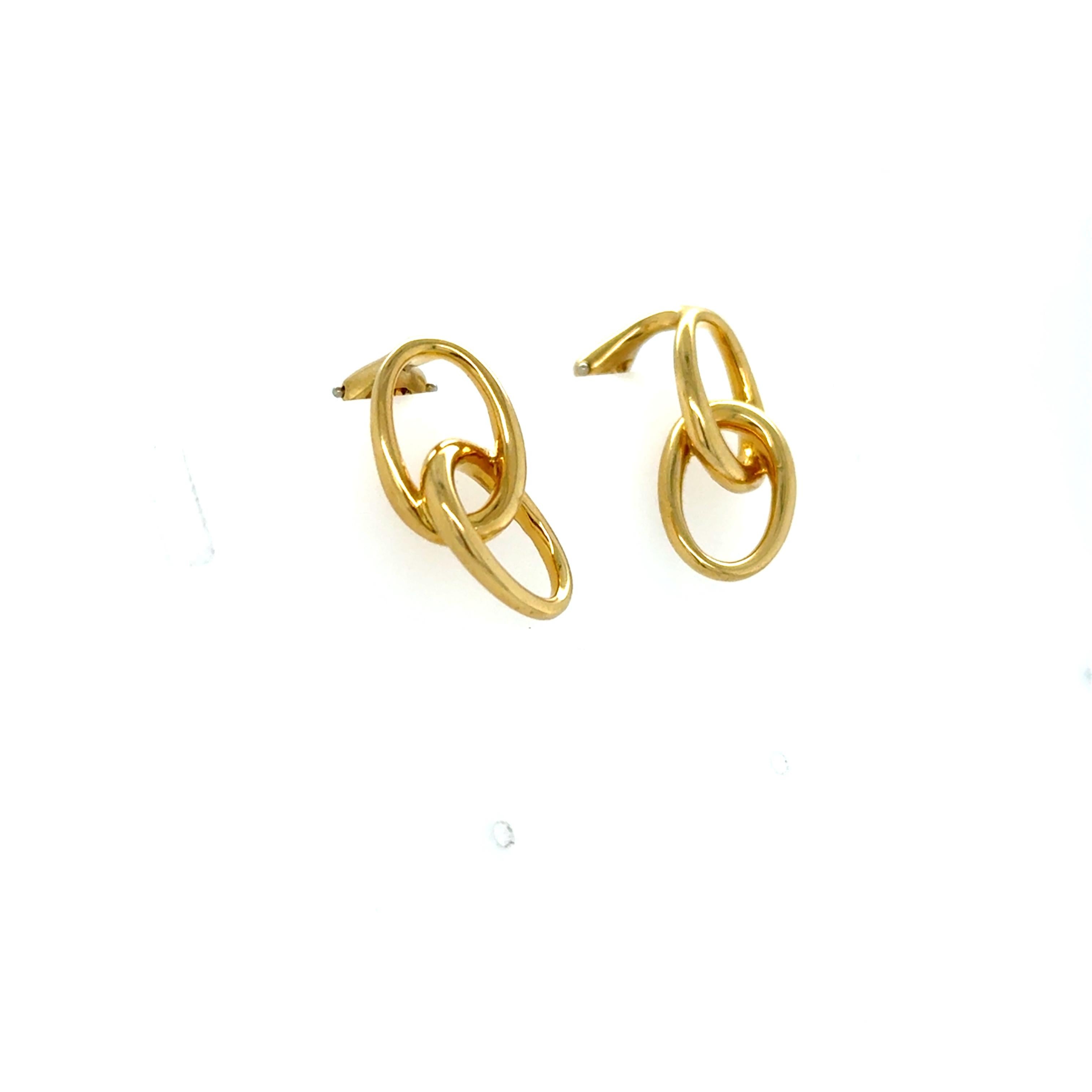 Tiffany & Co., Elsa Peretti, 18K Yellow Gold Double Loop Earrings In Excellent Condition For Sale In Chicago, IL