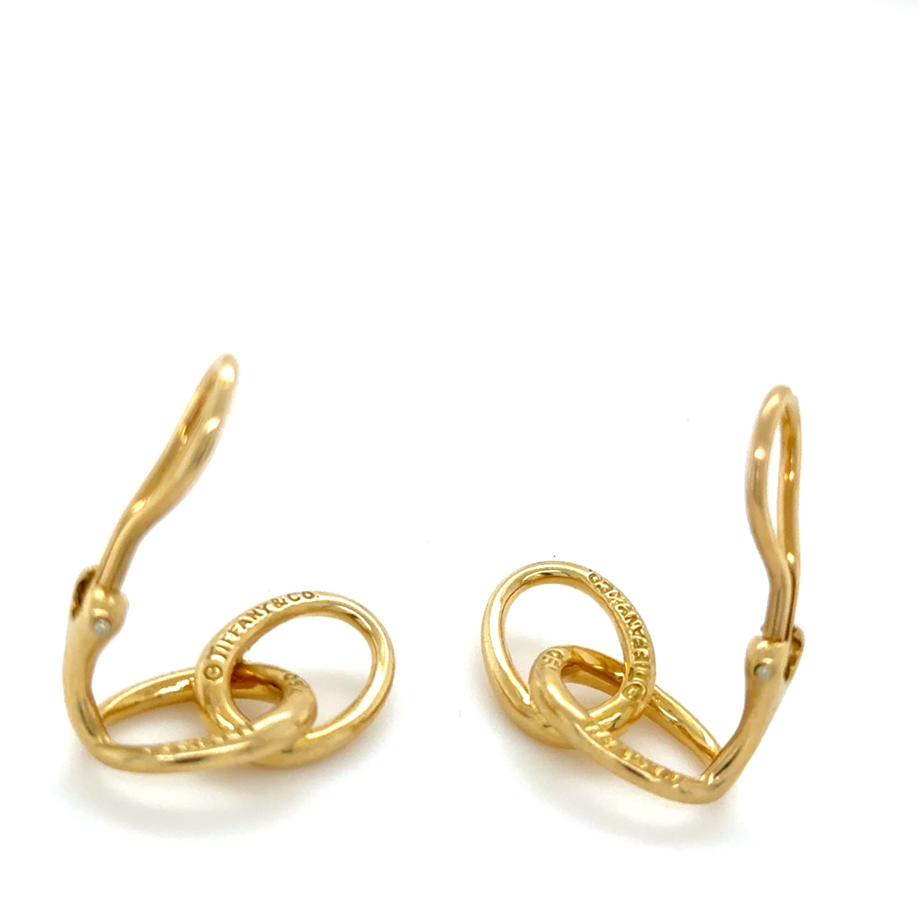 Women's Tiffany & Co., Elsa Peretti, 18K Yellow Gold Double Loop Earrings For Sale