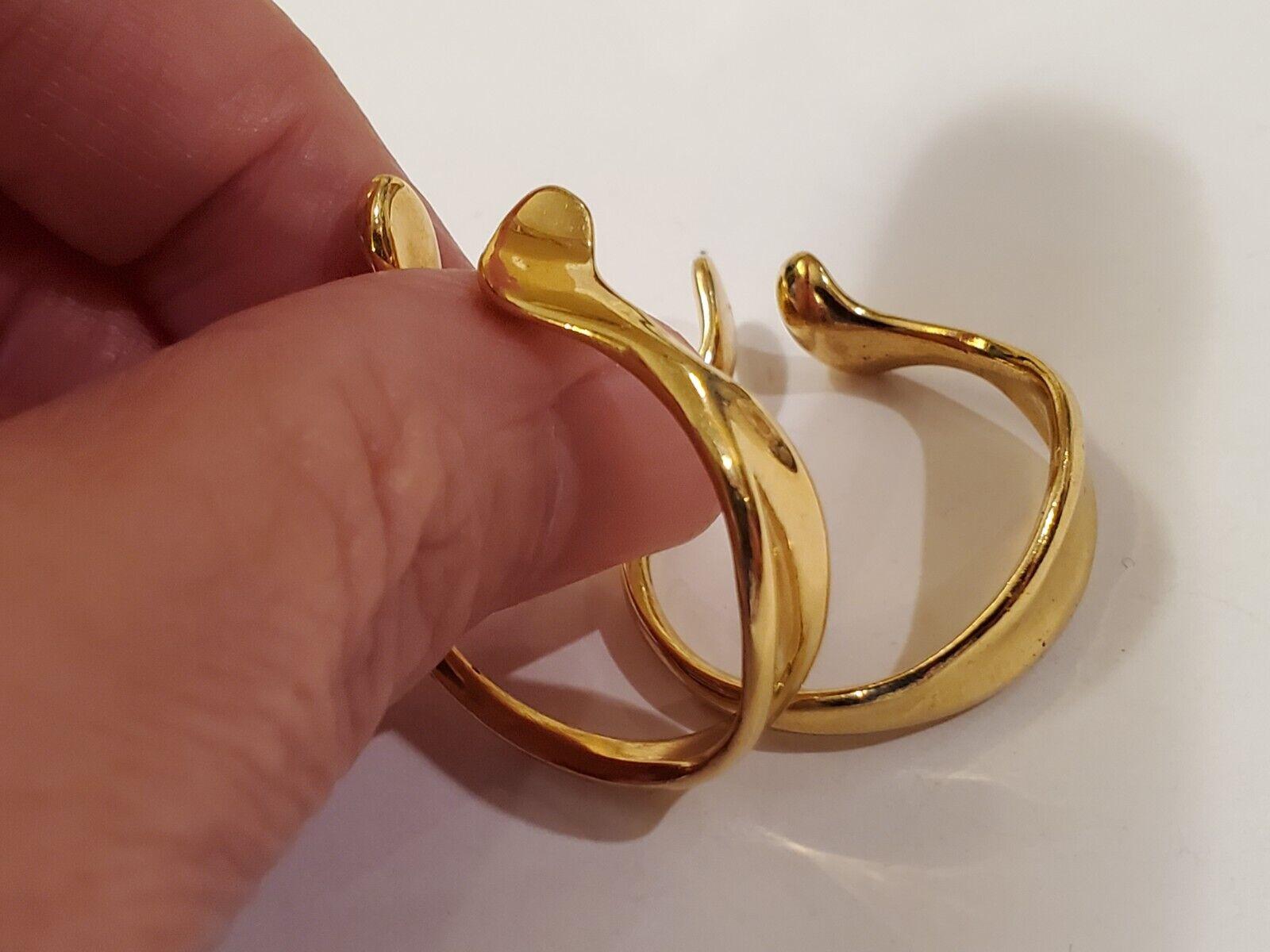 Tiffany & Co. Elsa Peretti 18k Yellow Gold Ear Lobe Cuff Earrings Vintage Rare In Excellent Condition In Beverly Hills, CA