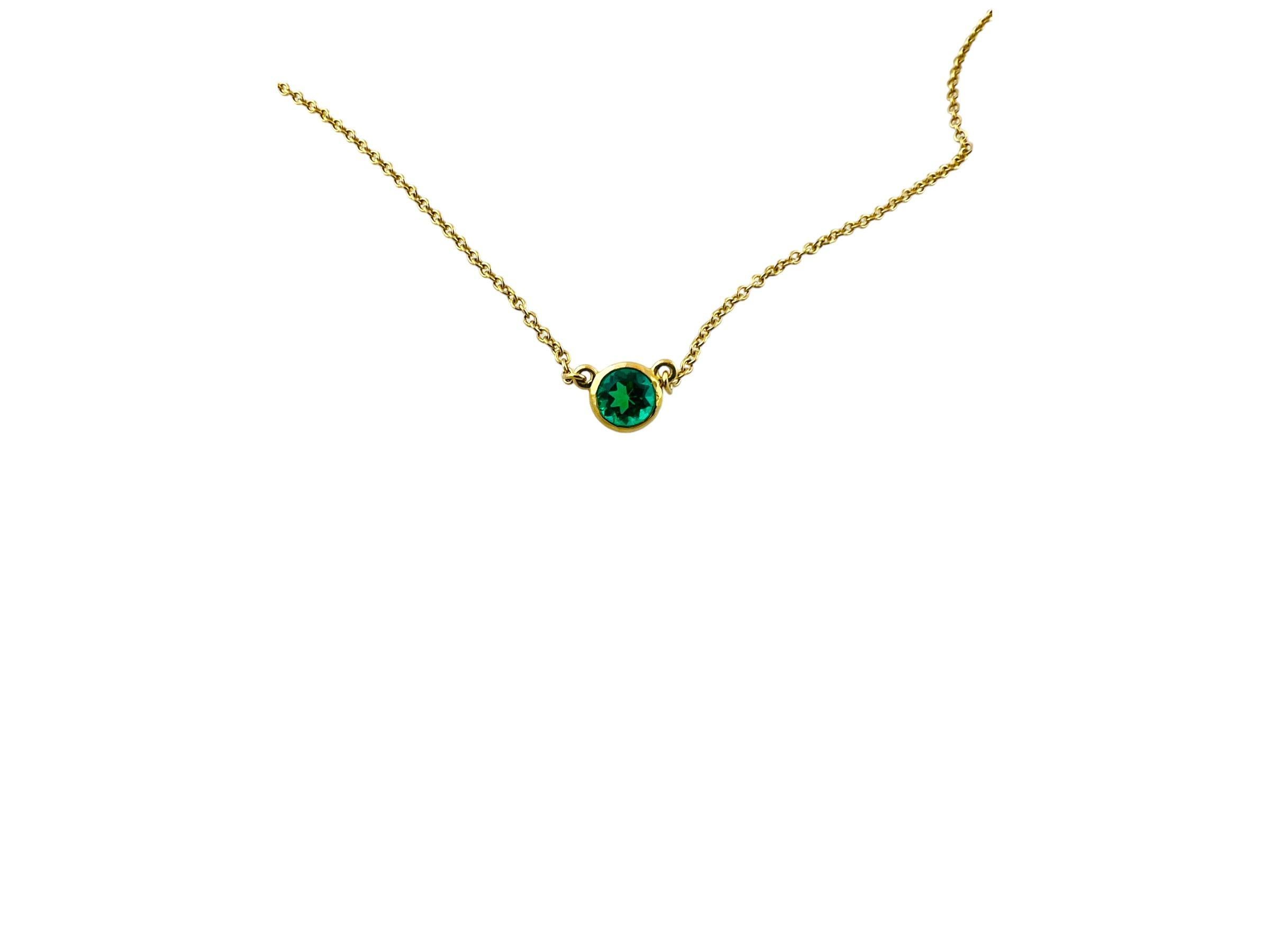 Round Cut Tiffany & Co. Elsa Peretti 18K Yellow Gold Emerald Color by Yard Necklace #15431