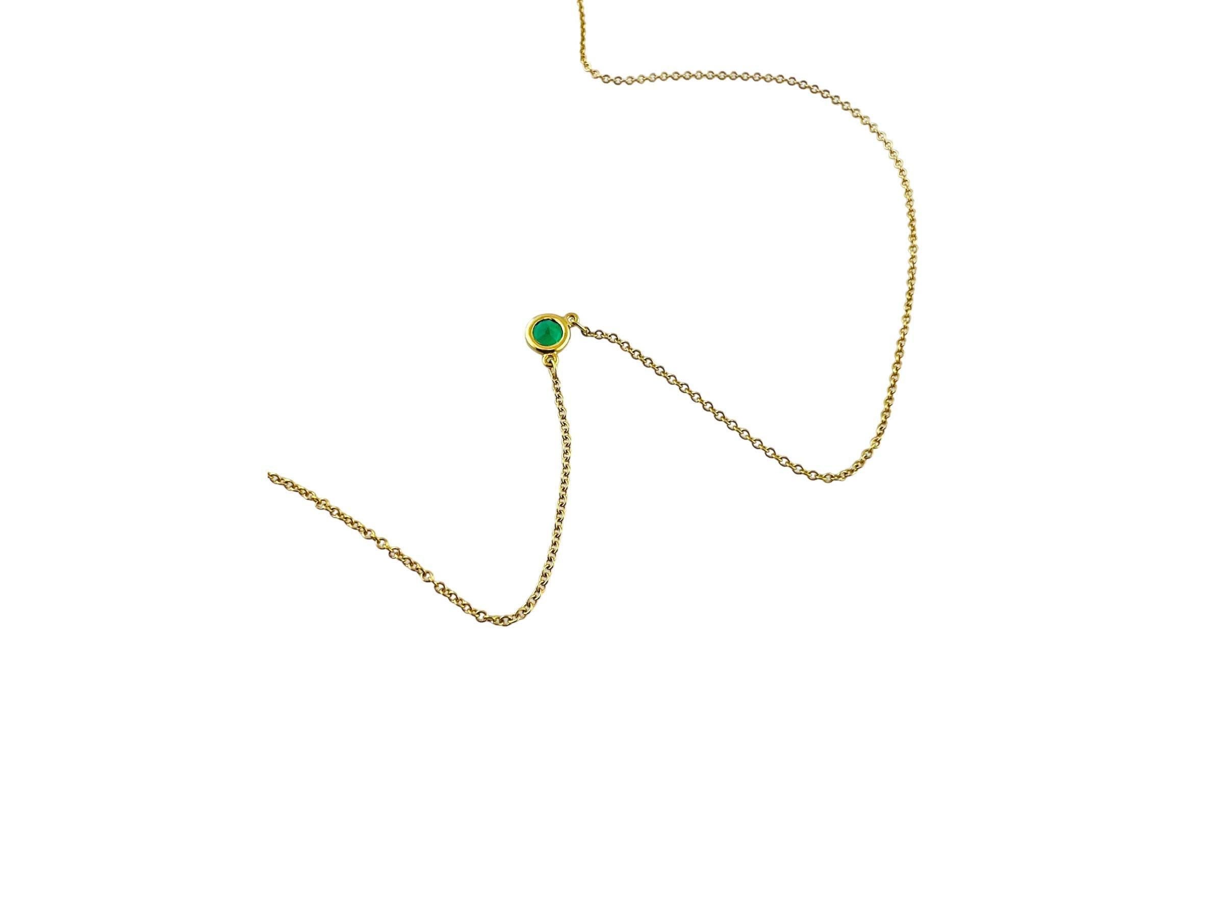 Tiffany & Co. Elsa Peretti 18K Yellow Gold Emerald Color by Yard Necklace #15431 In Good Condition In Washington Depot, CT