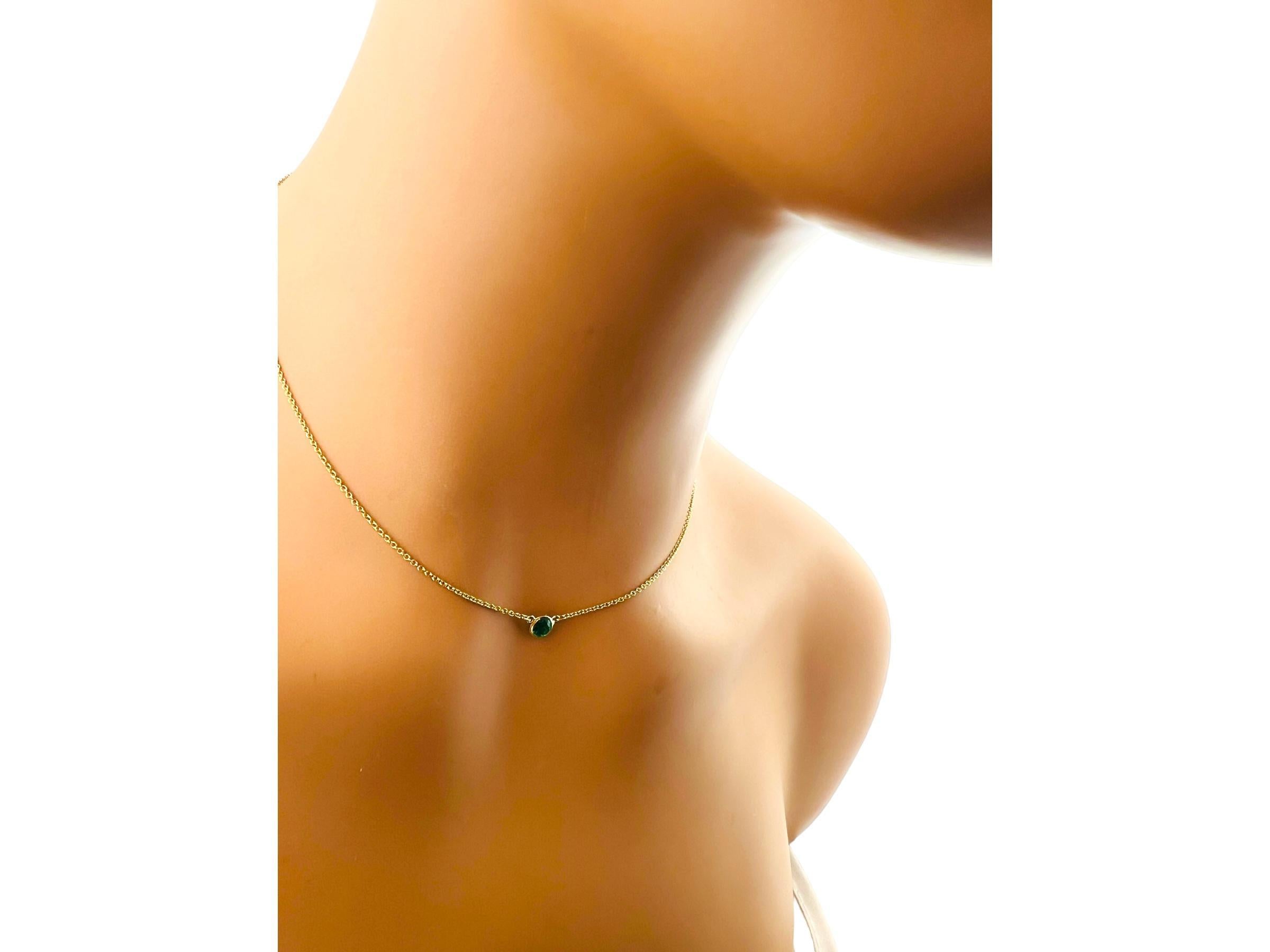 Women's Tiffany & Co. Elsa Peretti 18K Yellow Gold Emerald Color by Yard Necklace #15431