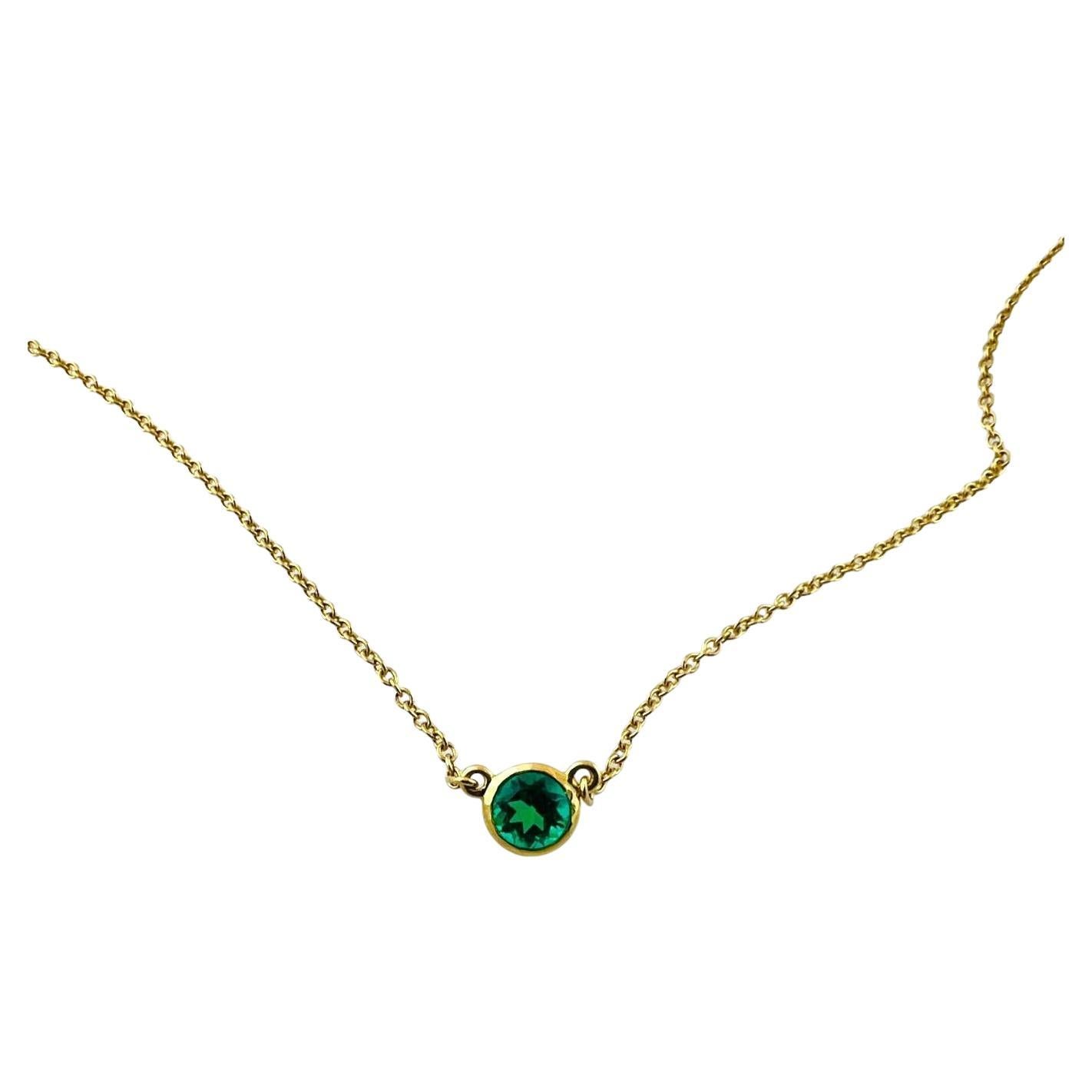Tiffany & Co. Elsa Peretti 18K Yellow Gold Emerald Color by Yard Necklace #16316