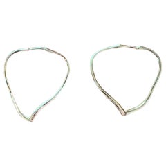 TIFFANY & CO. ELSA PERETTI 18k Yellow Gold Heart Hoop Earrings Vintage 1980s