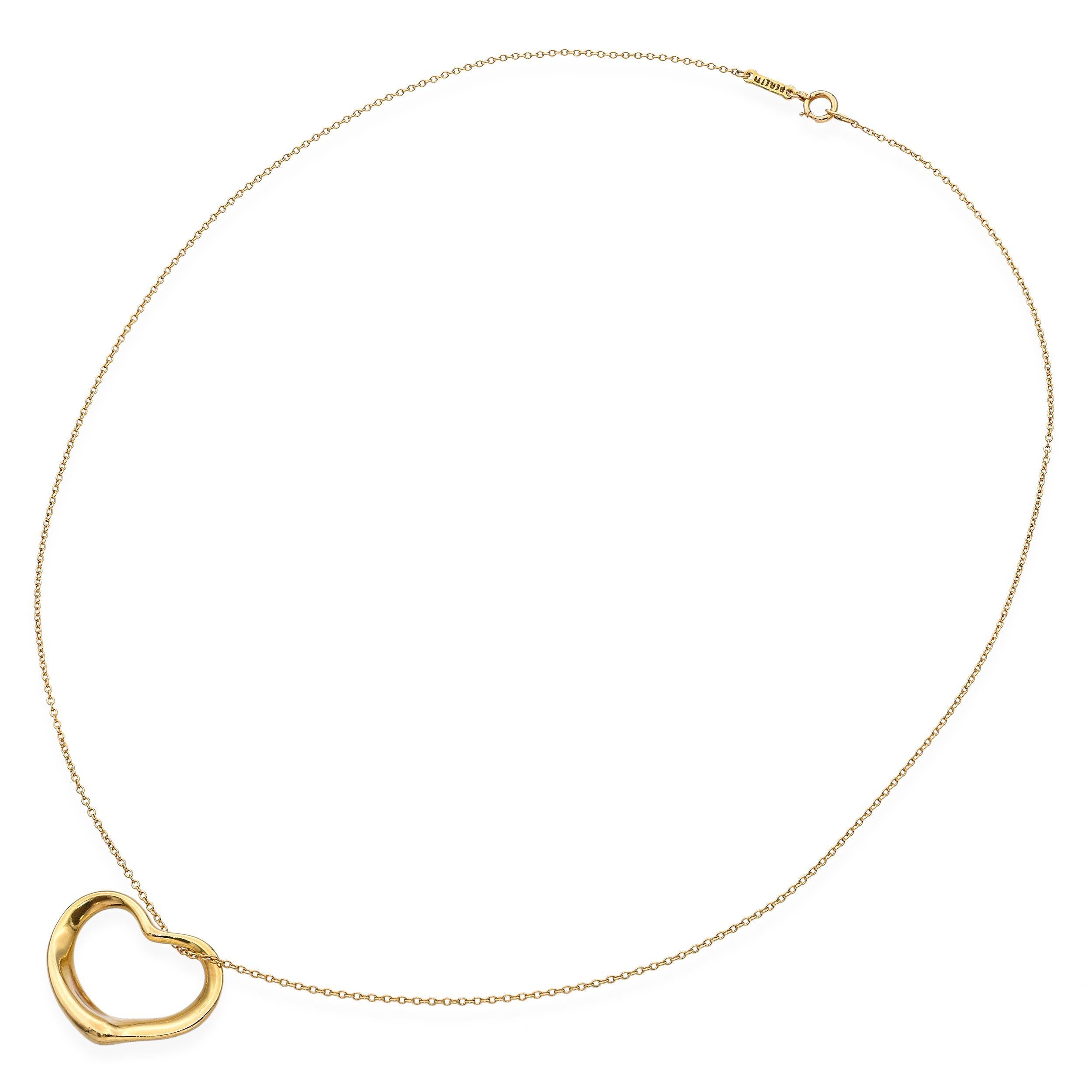 Donna Tiffany & Co. Collana con ciondolo a forma di cuore in oro giallo 18 carati di Elsa Peretti in vendita