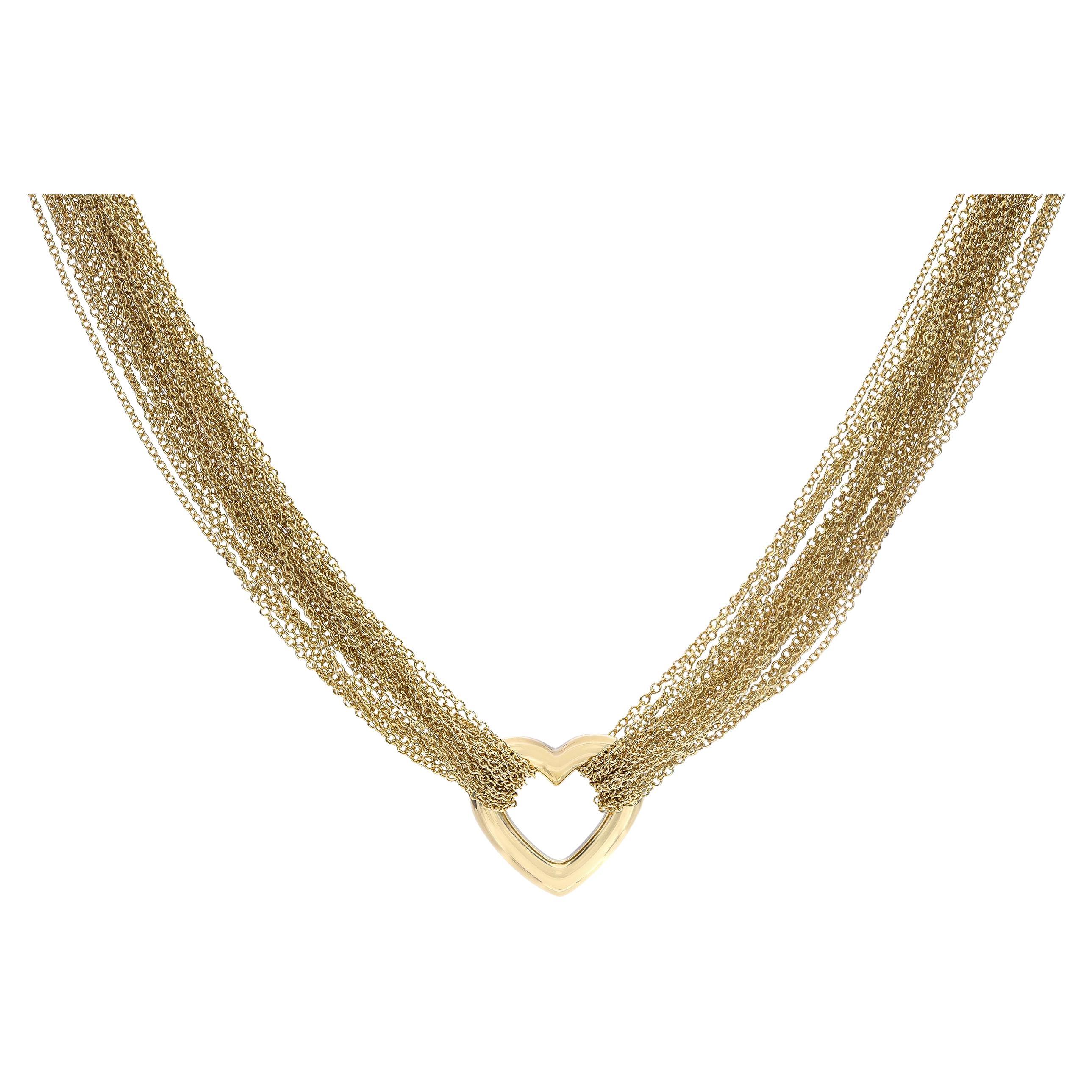 Tiffany 
Co. Elsa Peretti 18k Yellow Gold Heart Strand Necklace in vendita