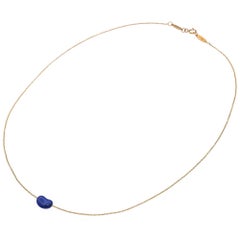 Tiffany & Co. Elsa Peretti 18k Yellow Gold Lapis Lazuli Bean Pendant Necklace