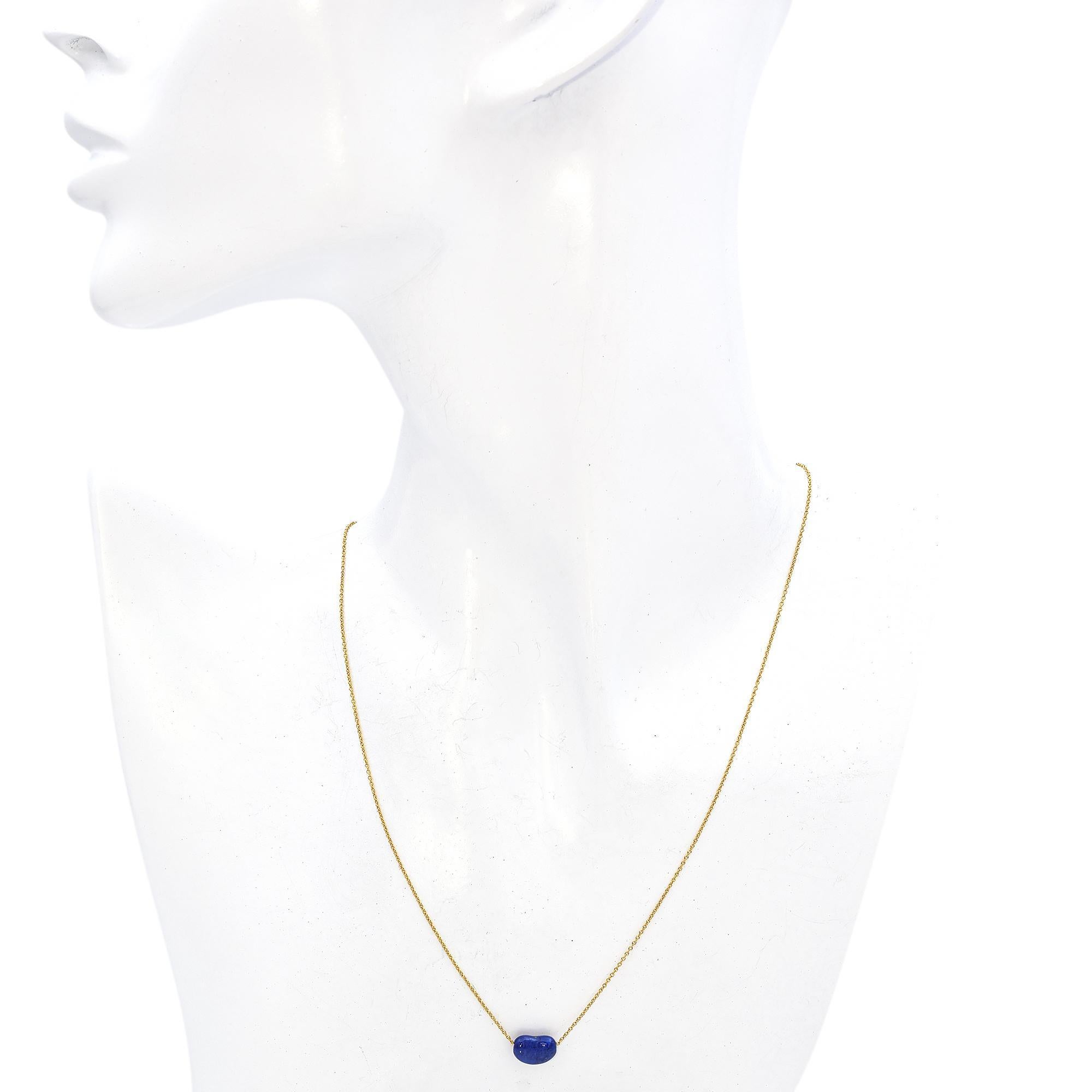 Tiffany & Co. Elsa Peretti 18k Yellow Gold Lapis Lazuli Bean Pendant Necklace 1