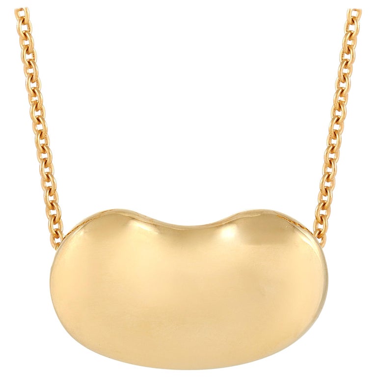 Tiffany Elsa Peretti 18K Yellow Gold Large Bean Pendant Necklace