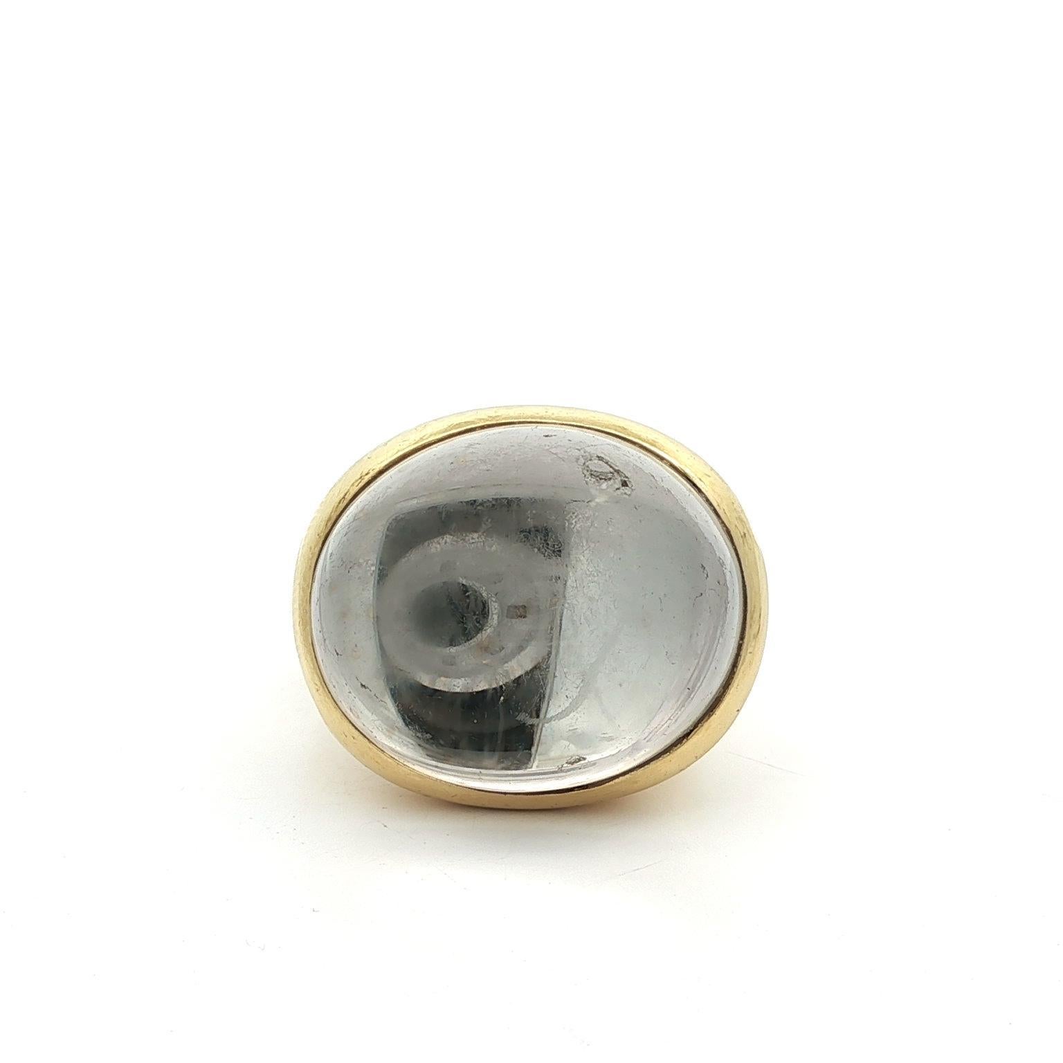 Tiffany & Co. Elsa Peretti 18k Yellow Gold Large Cabochon Rock Crystal Ring For Sale 9