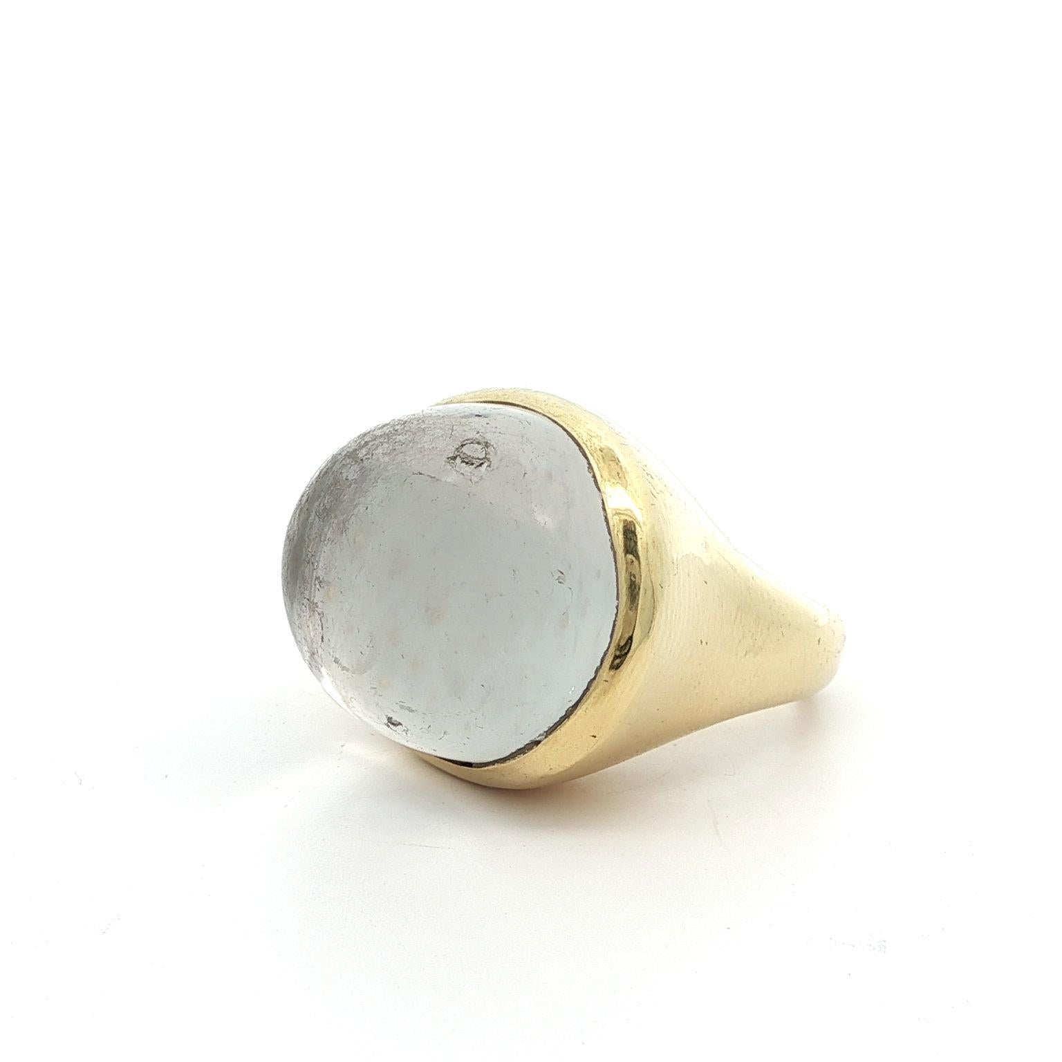 Tiffany & Co. Elsa Peretti 18k Yellow Gold Large Cabochon Rock Crystal Ring For Sale 10
