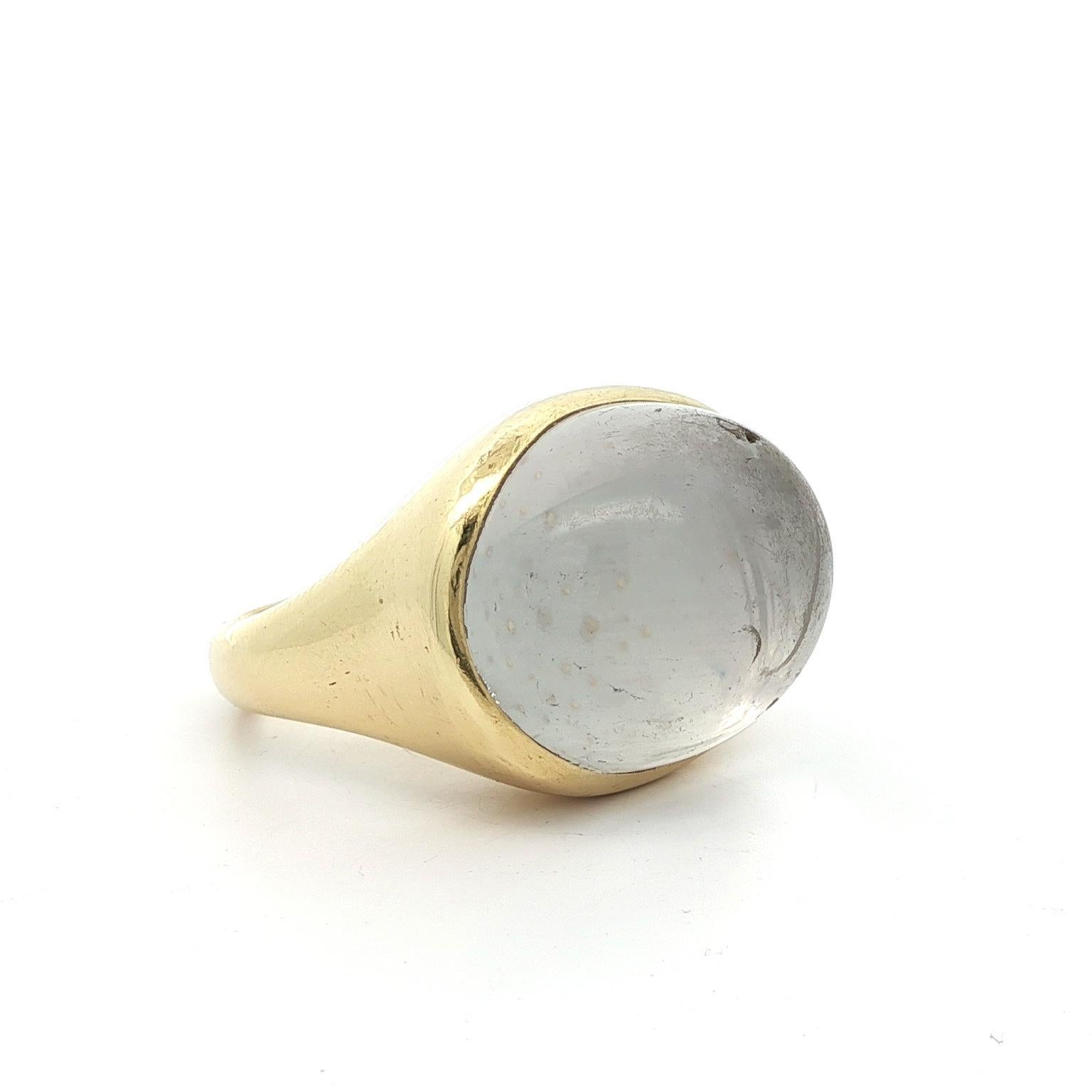 Tiffany & Co. Elsa Peretti 18k Yellow Gold Large Cabochon Rock Crystal Ring For Sale 11