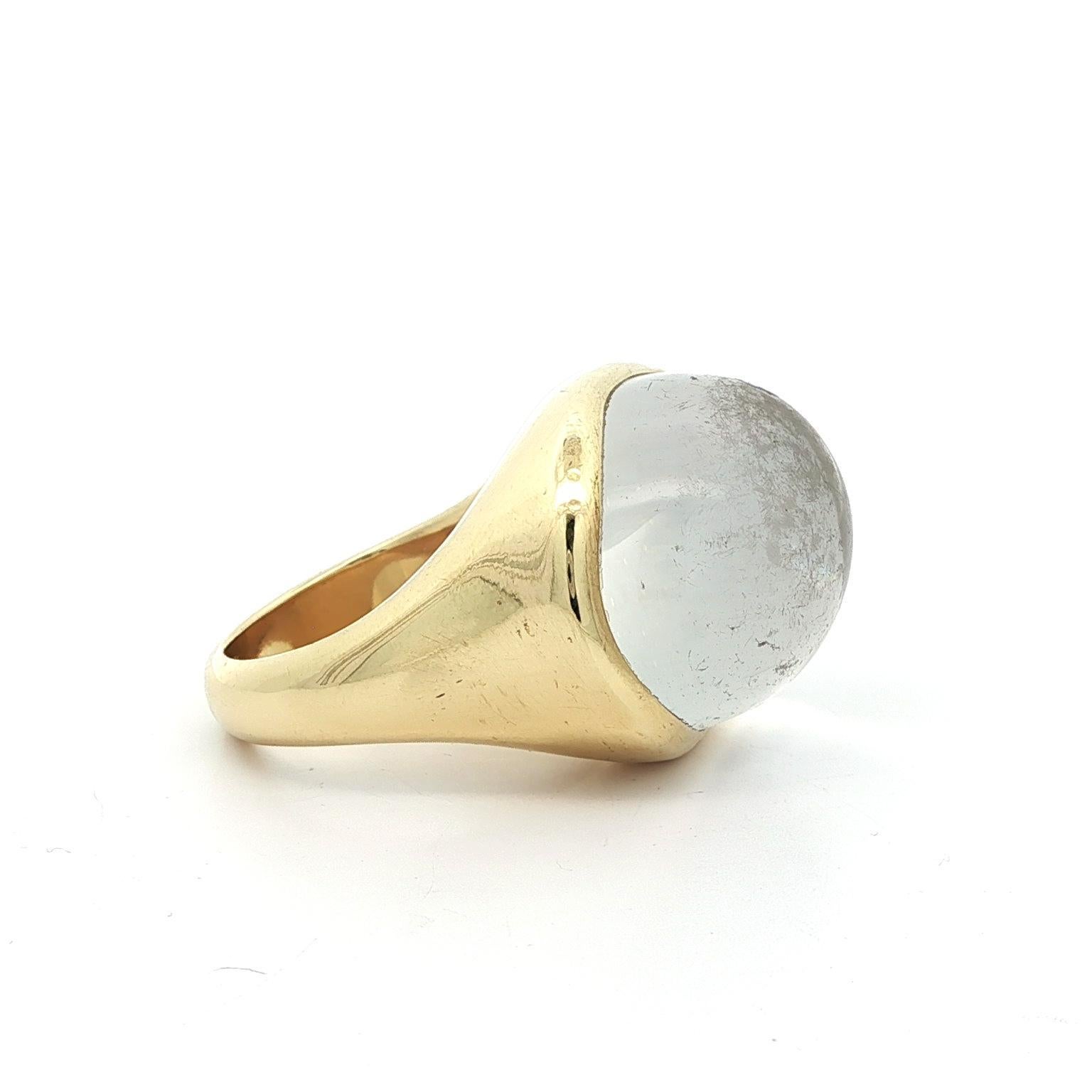 Tiffany & Co. Elsa Peretti 18k Yellow Gold Large Cabochon Rock Crystal Ring For Sale 12