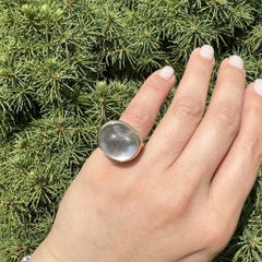 Tiffany & Co. Elsa Peretti 18k Yellow Gold Large Cabochon Rock Crystal Ring