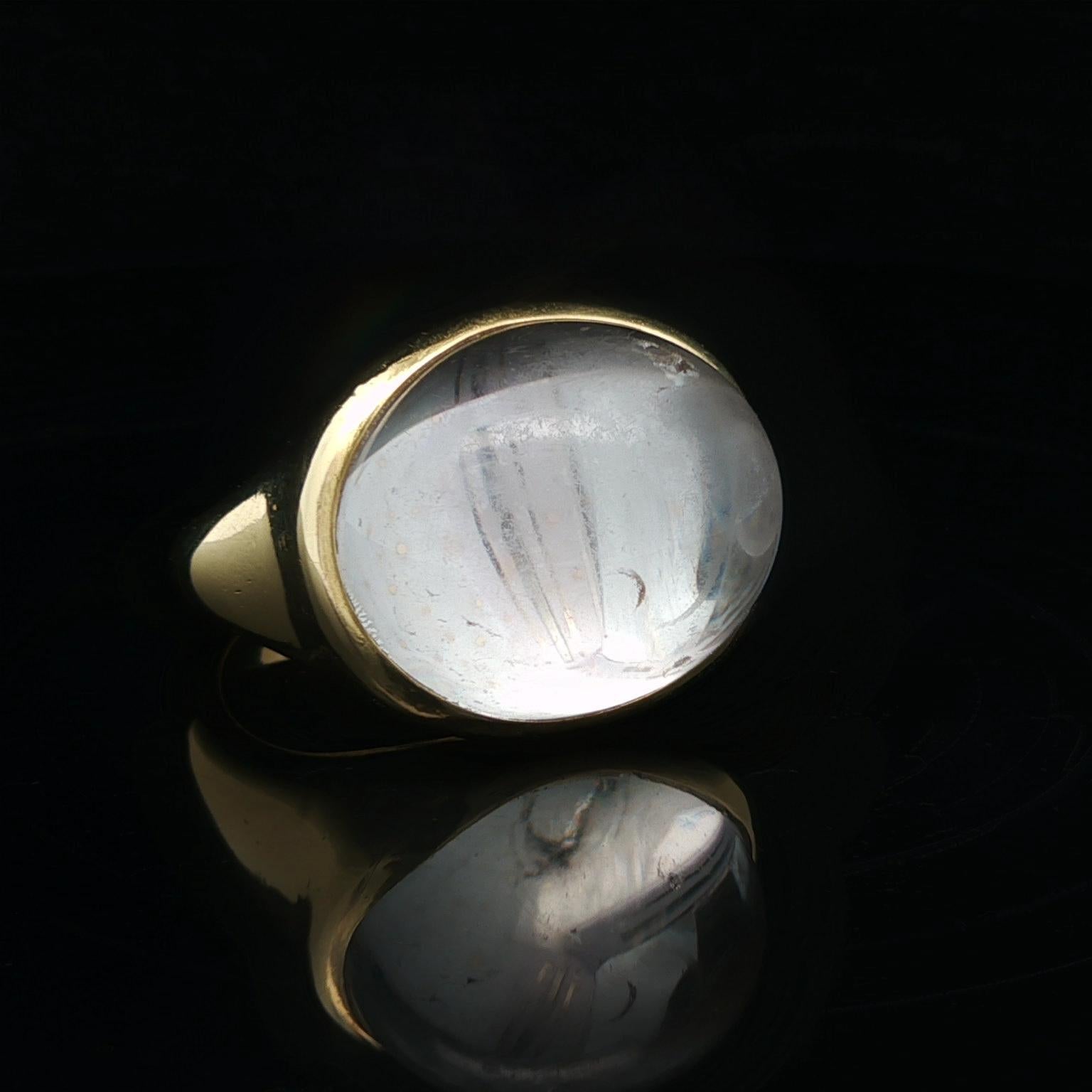 Tiffany & Co. Elsa Peretti 18k Yellow Gold Large Cabochon Rock Crystal Ring For Sale 1