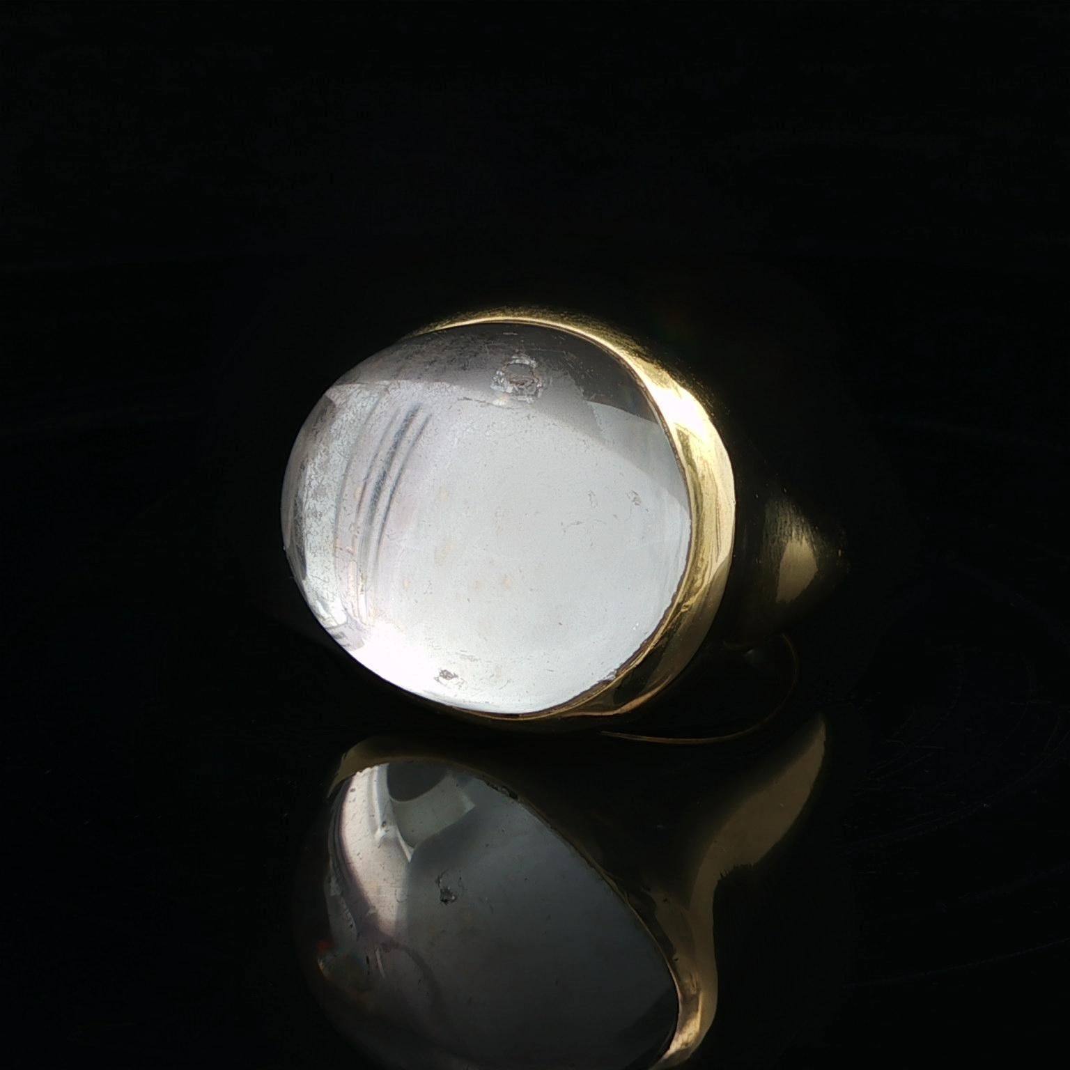 Tiffany & Co. Elsa Peretti 18k Yellow Gold Large Cabochon Rock Crystal Ring For Sale 2