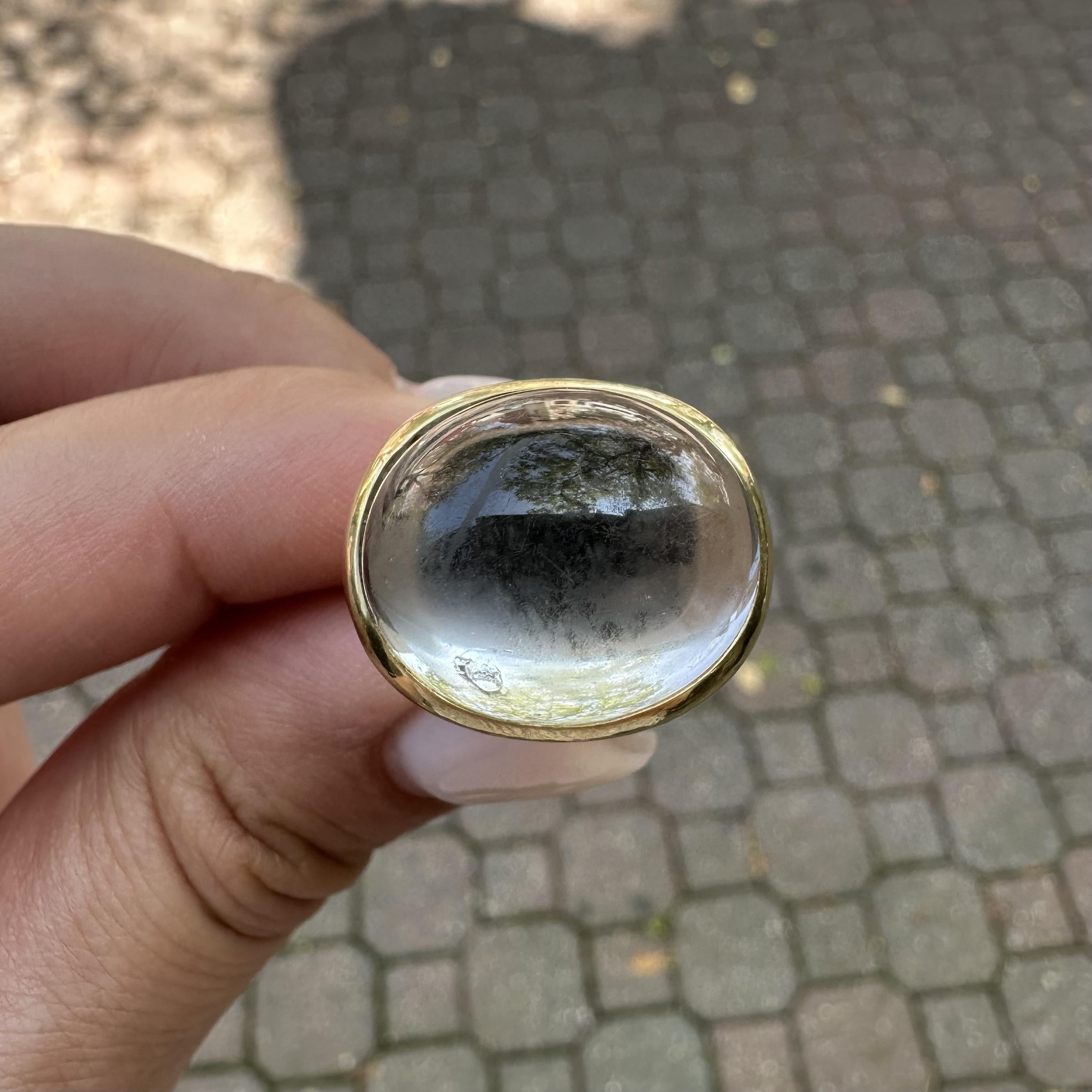 Tiffany & Co. Elsa Peretti 18k Yellow Gold Large Cabochon Rock Crystal Ring For Sale 4