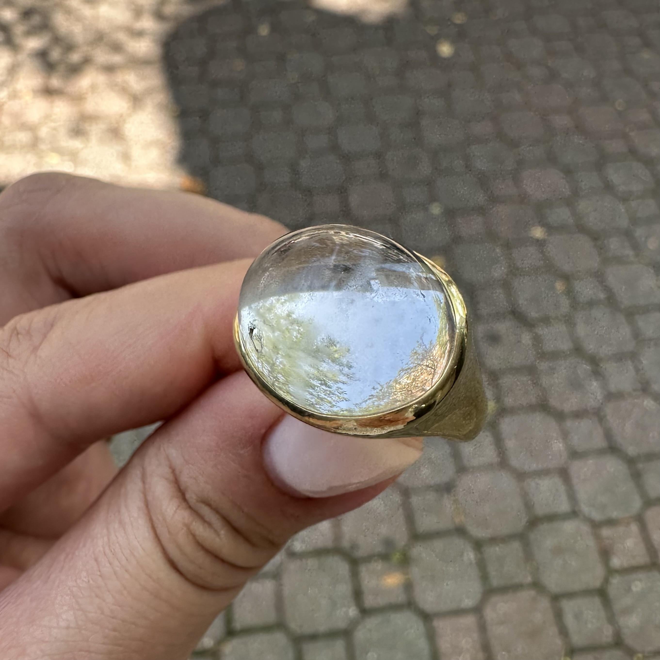 Tiffany & Co. Elsa Peretti 18k Yellow Gold Large Cabochon Rock Crystal Ring For Sale 5