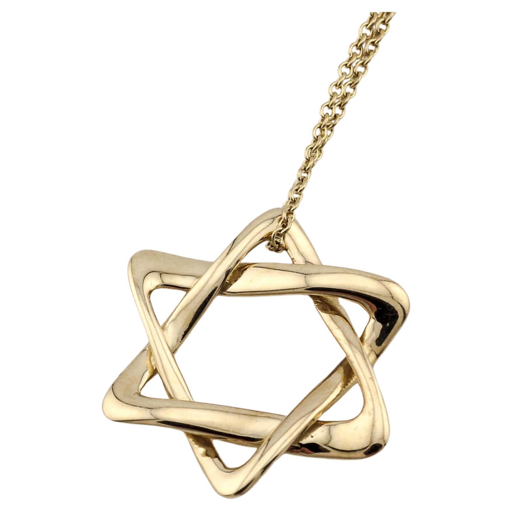 Tiffany & Co. Elsa Peretti 18K Yellow Gold Large Star of David Pendant Necklace For Sale