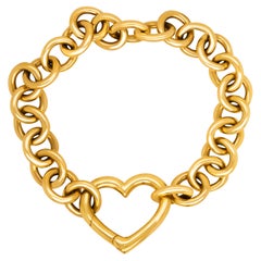 Tiffany & Co. Elsa Peretti 18K Yellow Gold Open Heart Charm Link Bracelet