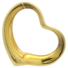 Tiffany & Co Elsa Peretti 18k Yellow Gold Open Heart Charm Pendant