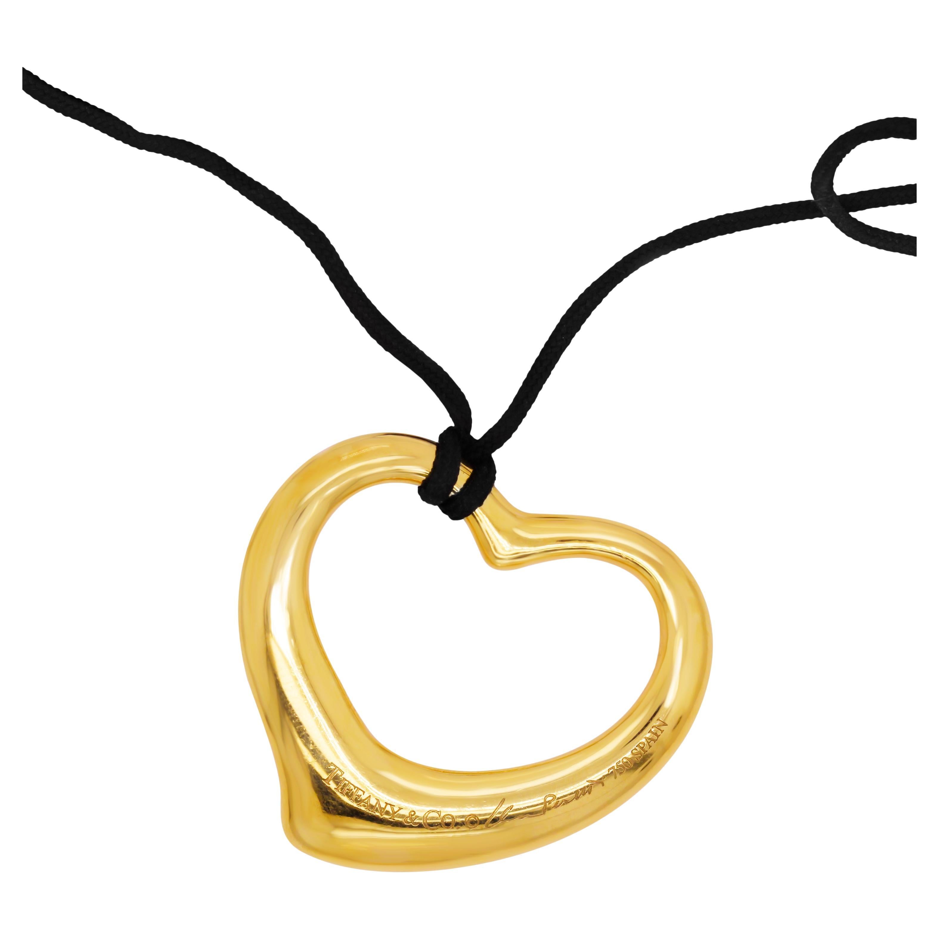 Tiffany and Co. Elsa Peretti 18k Yellow Gold Open Heart Pendant