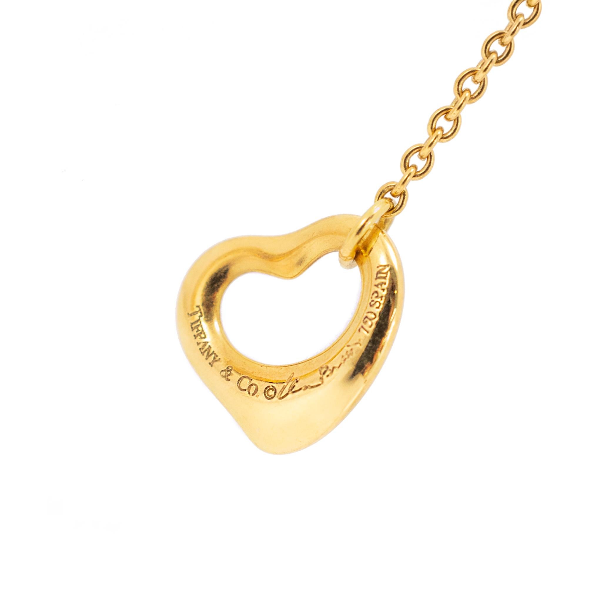 Tiffany & Co. Boucles d'oreilles pendantes à cœur ouvert en or jaune 18K Elsa Peretti en vente 3