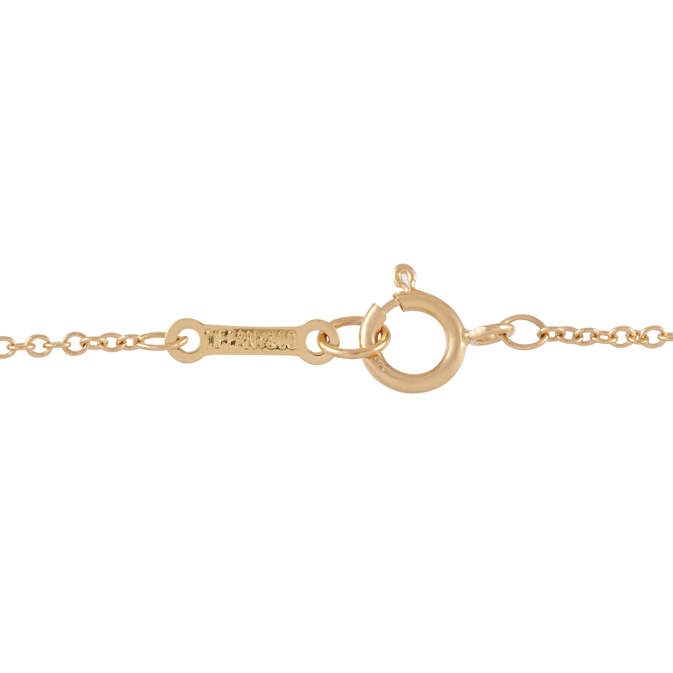Round Cut Tiffany & Co. Elsa Peretti 18K Yellow Gold Open Heart Diamond Pendant Necklace