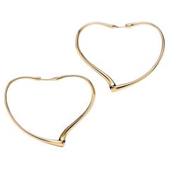 Tiffany & Co., Elsa Peretti, 18K Yellow Gold Open Heart Hoop Earrings