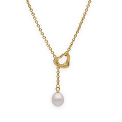 Tiffany & Co. Elsa Peretti 18K Yellow Gold Open Heart Lariat Necklace 18.5"