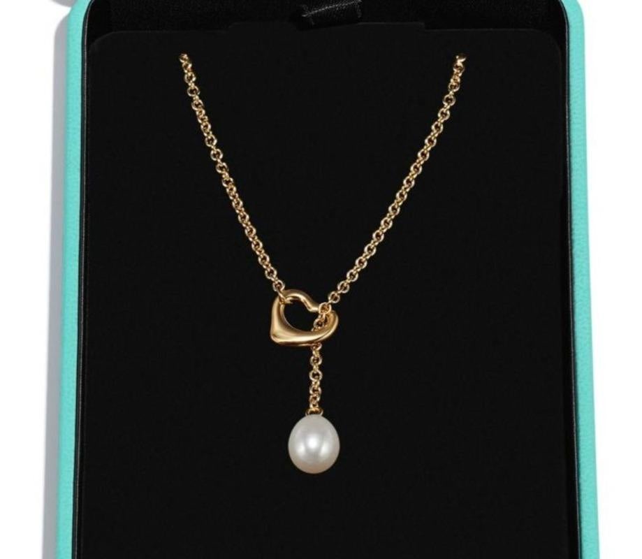 TIFFANY & CO Elsa Peretti for Tiffany & Co. 18k Yellow Gold Collana a Cuore Aperto in vendita 3