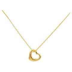 Tiffany & Co. Elsa Peretti 18K Yellow Gold Open Heart Pendant Necklace