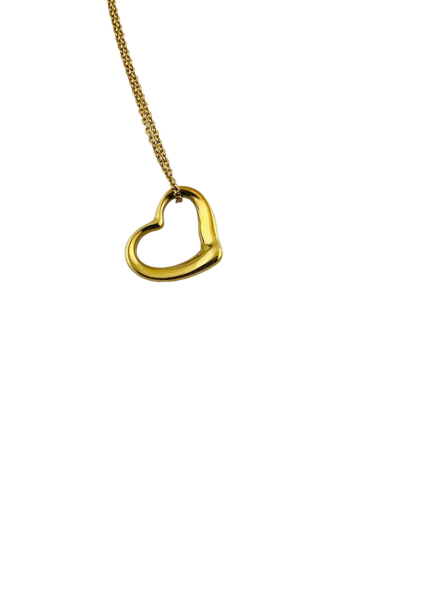 Tiffany & Co. Elsa Peretti 18K Yellow Gold Open Heart Pendant Necklace #15424 In Good Condition In Washington Depot, CT
