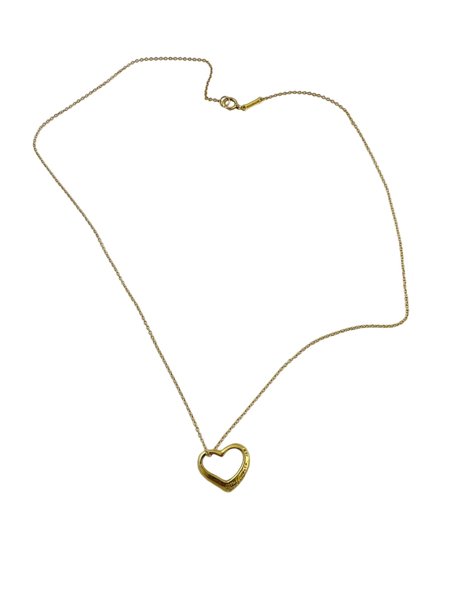 Women's Tiffany & Co. Elsa Peretti 18K Yellow Gold Open Heart Pendant Necklace #15424