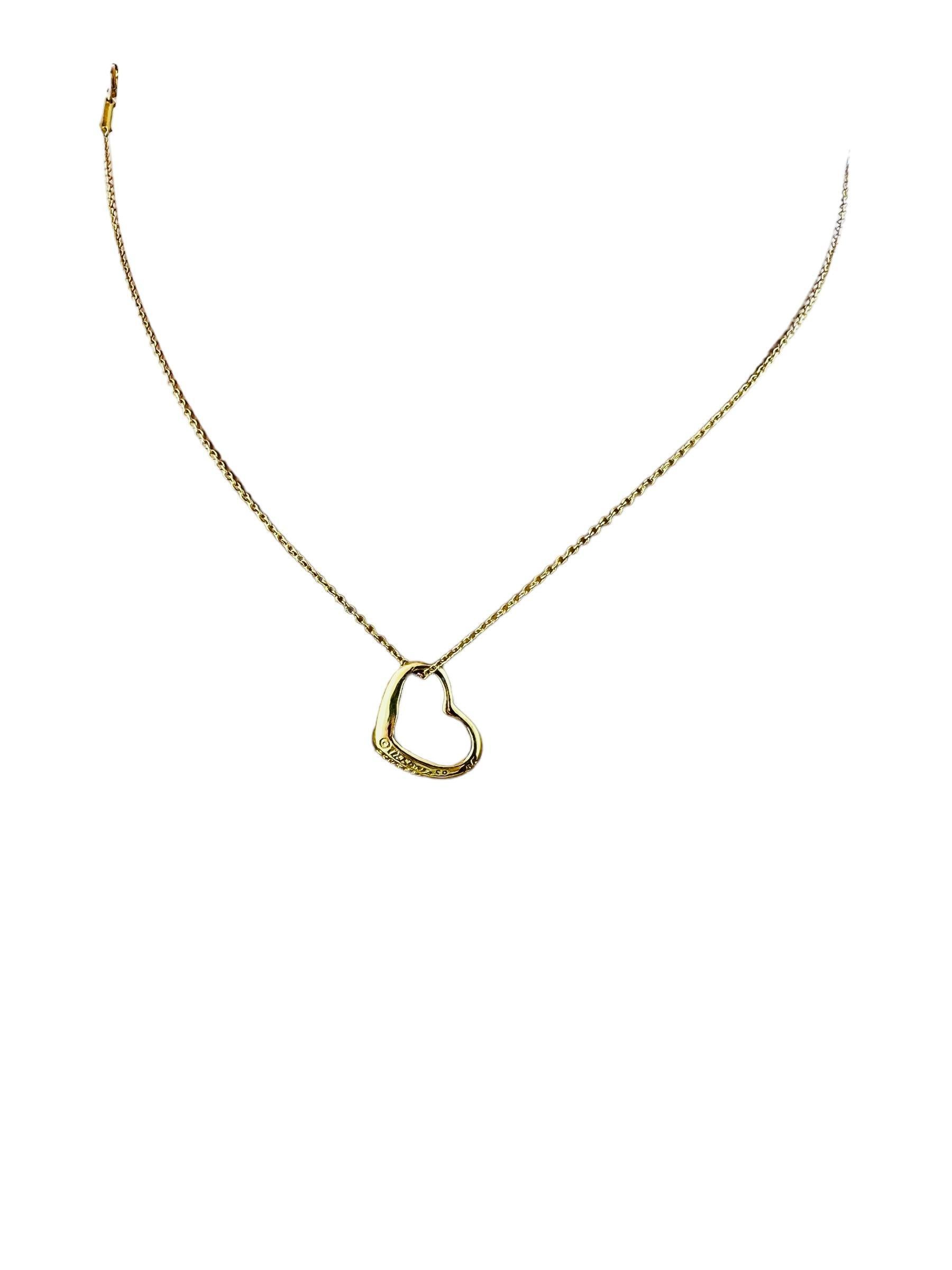 Tiffany & Co. Elsa Peretti 18K Yellow Gold Open Heart Pendant Necklace #15424 1