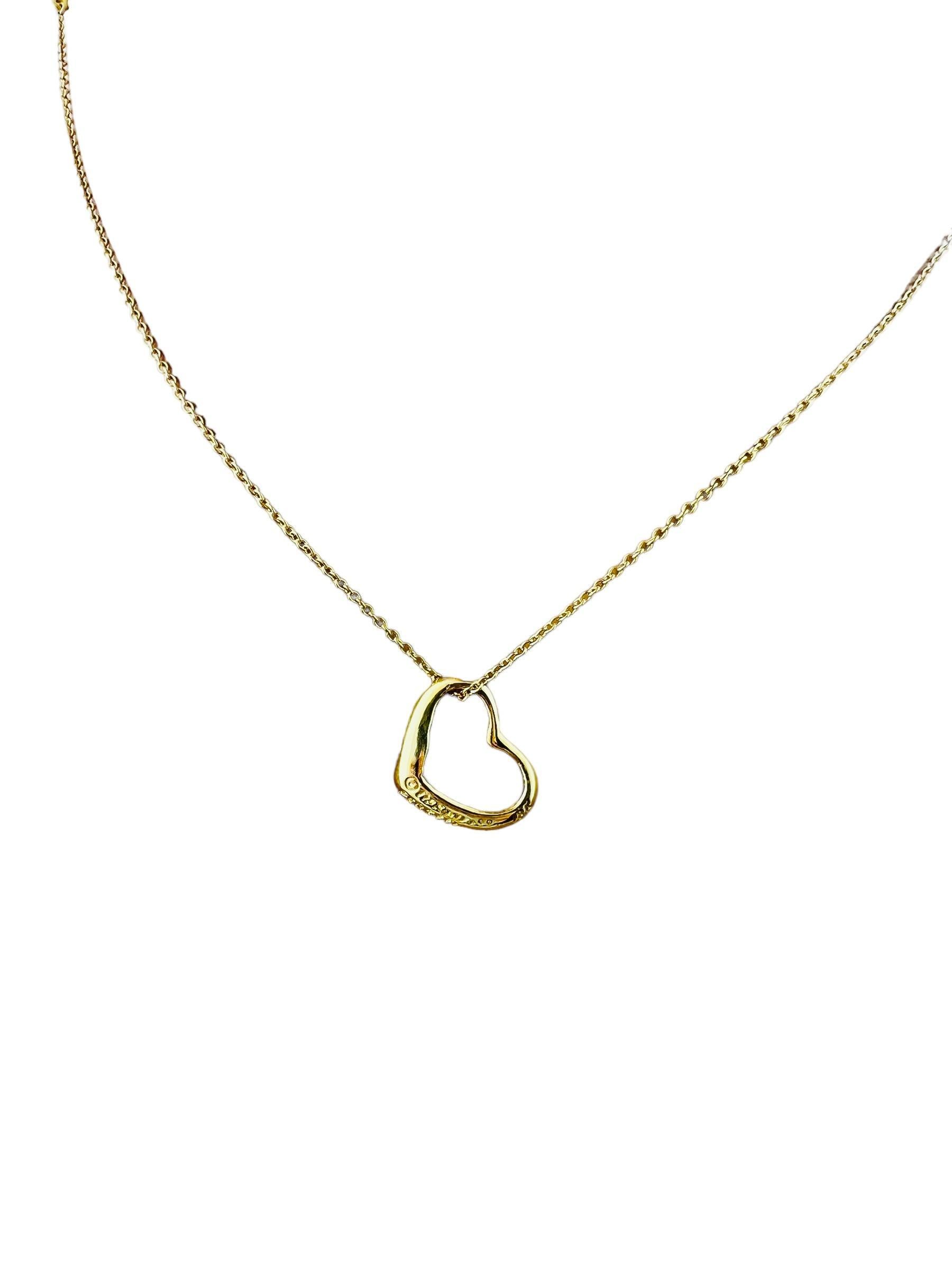 Tiffany & Co. Elsa Peretti 18K Yellow Gold Open Heart Pendant Necklace #15424 2