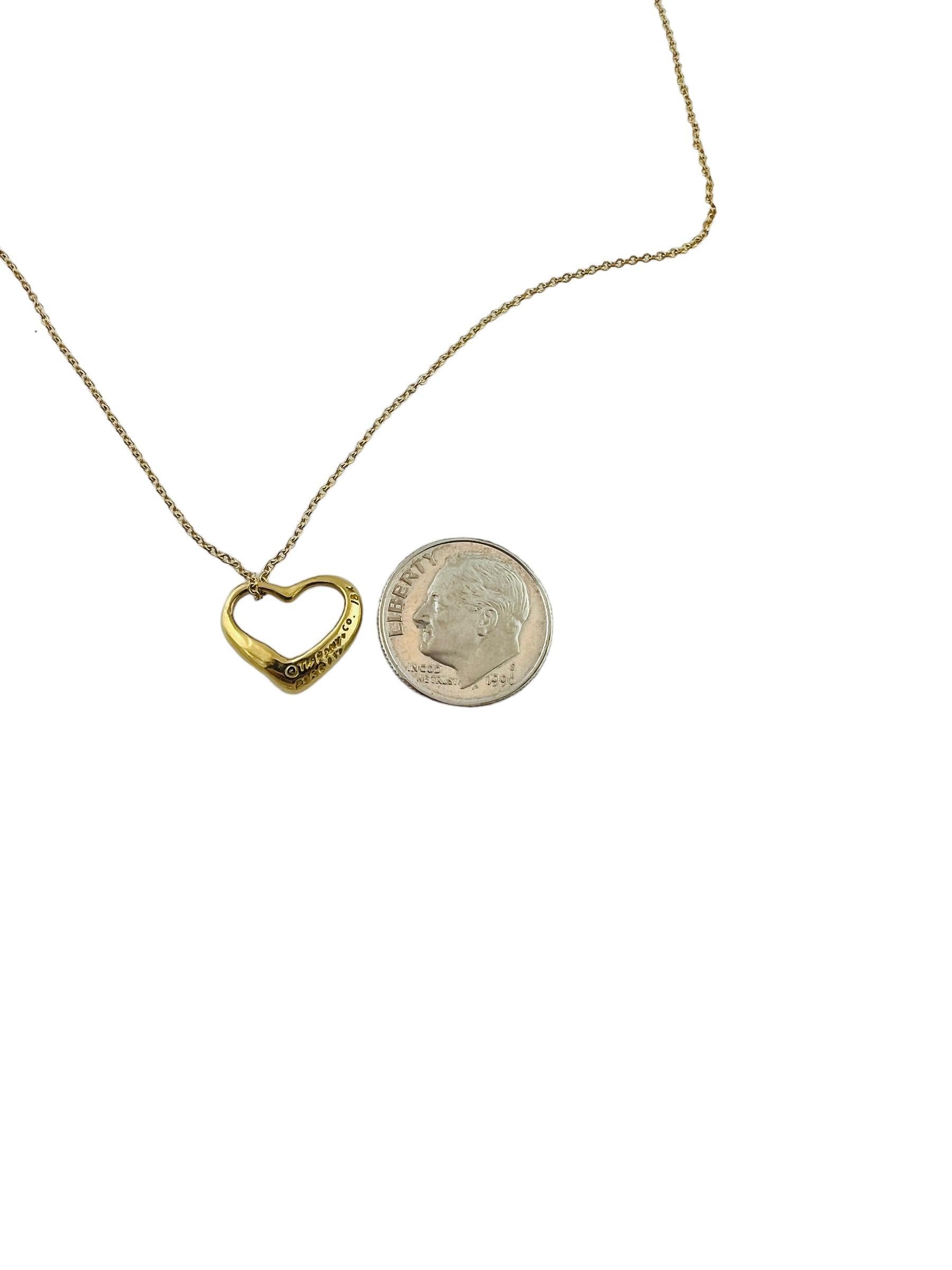 Tiffany & Co. Elsa Peretti 18K Yellow Gold Open Heart Pendant Necklace #15424 5