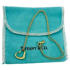 Retro Tiffany & Co. Elsa Peretti 18K Yellow Gold Open Heart Pendant Necklace #15424